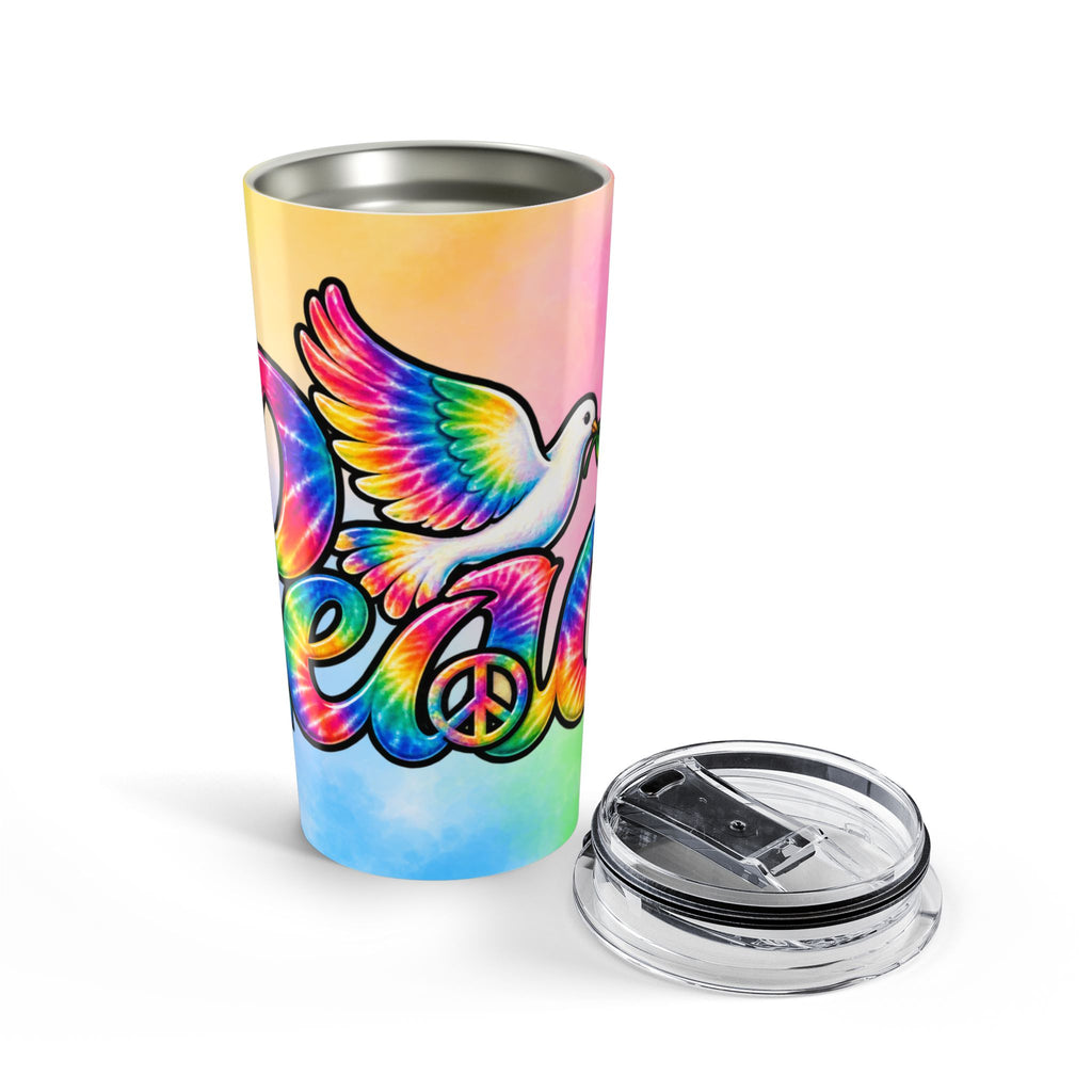 20oz Rainbow Dove Tumbler — Peace Sign & Daisy Travel Cup