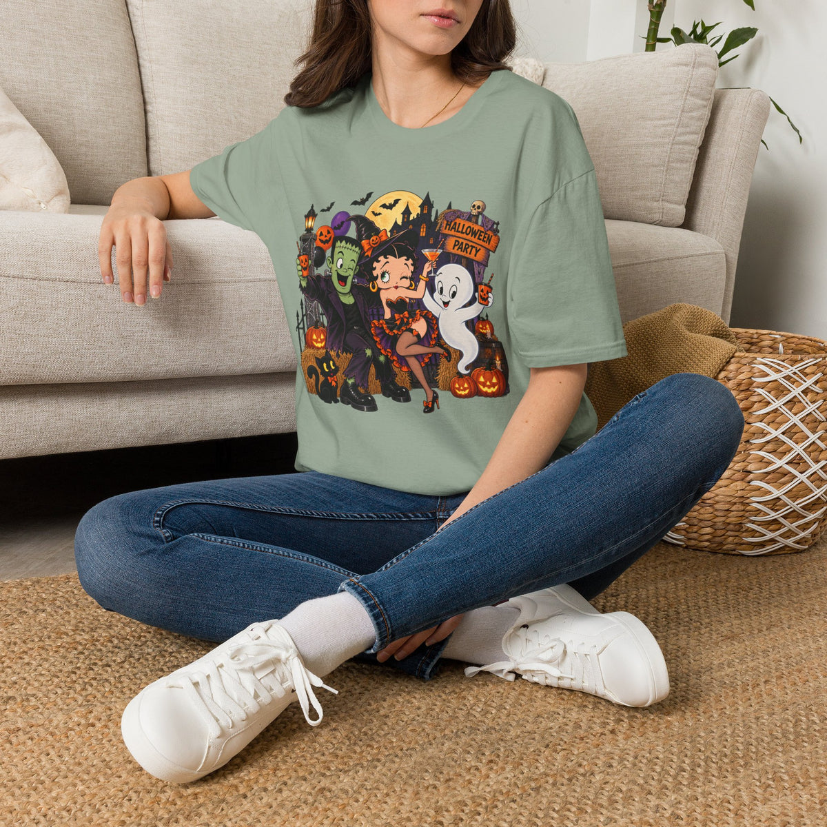 Halloween Party T‑Shirt — Betty Boop & Classic Cartoon Ghosts Costume Tee