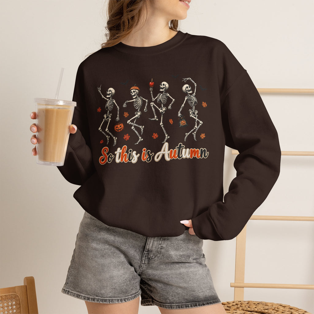 Autumn Skeleton Dance Sweatshirt — "So this is autumn" Cozy Fall Crewneck