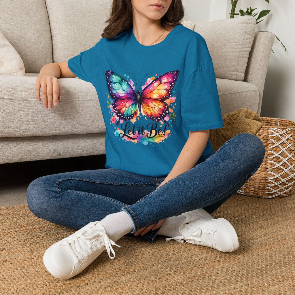 Butterfly "Let It Be" T-Shirt — Colorful Watercolor Wings Graphic Tee