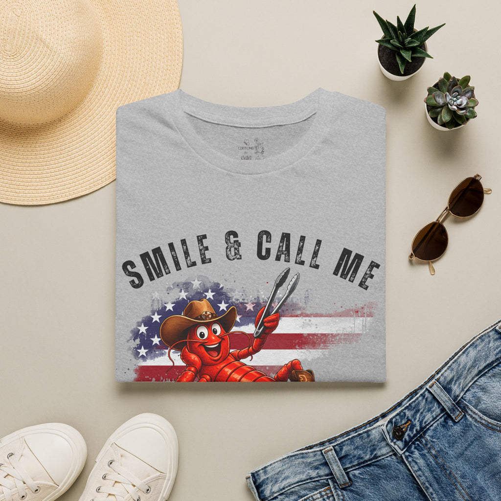 Crawfish T-Shirt — "Smile & Call Me Crawdaddy" Patriotic Cajun Tee
