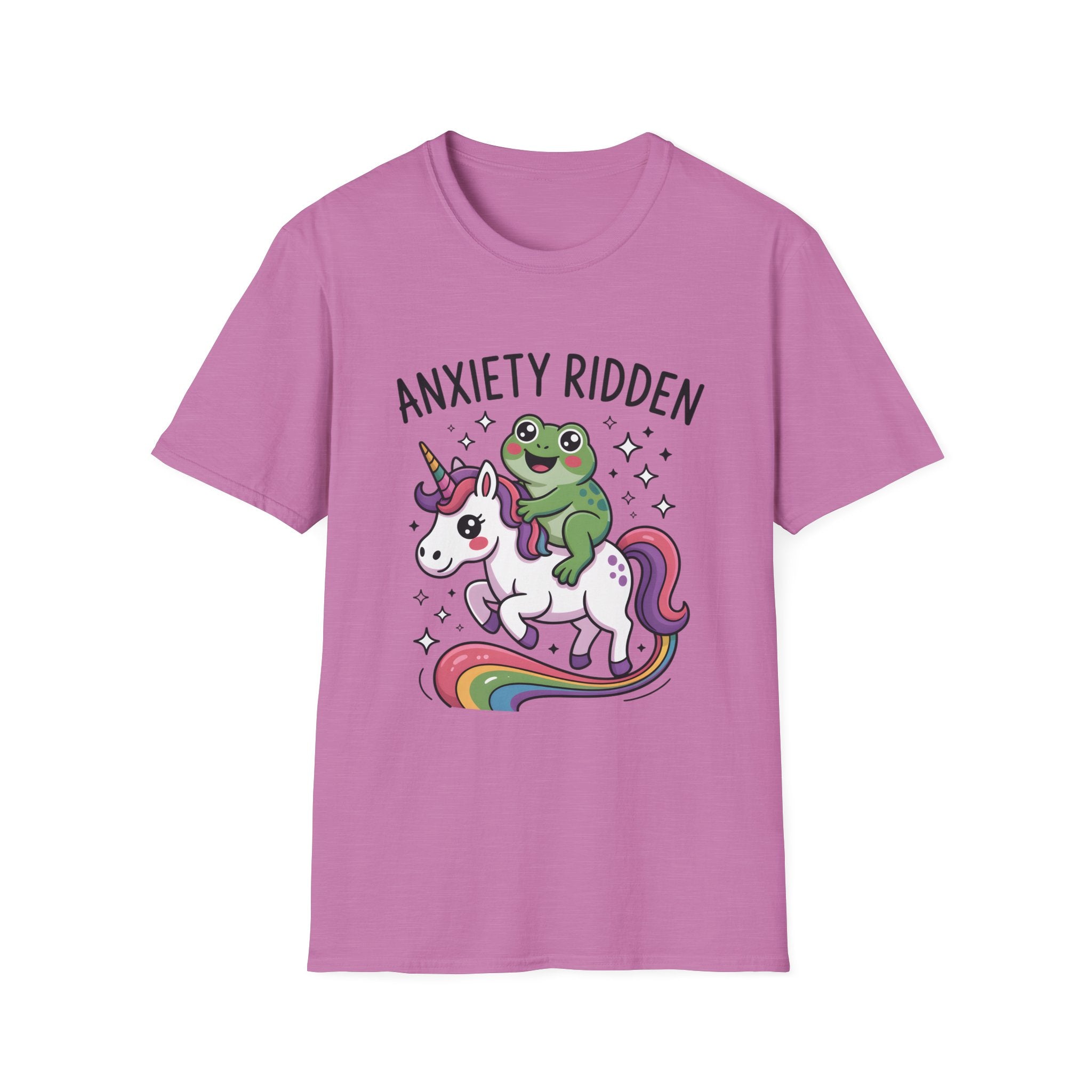 Anxiety Ridden Frog on Unicorn T-Shirt — Cute Mental Health Awareness Graphic Tee