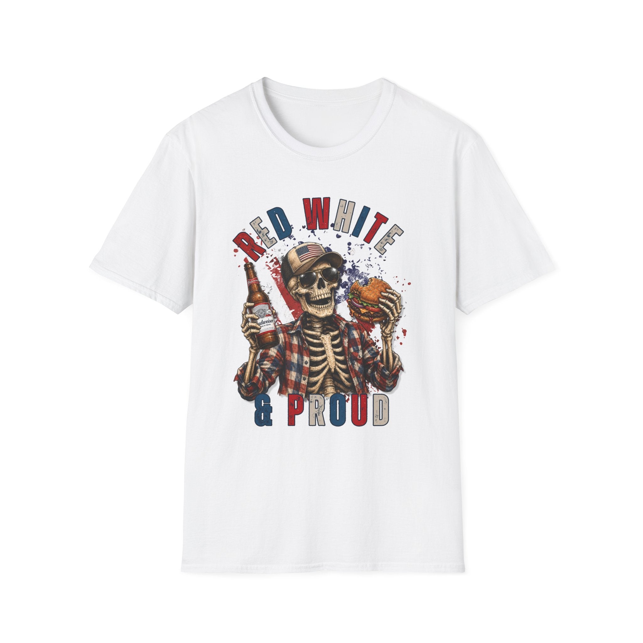Patriotic Skull T-Shirt — "Red White & Proud" Independence Day Tee