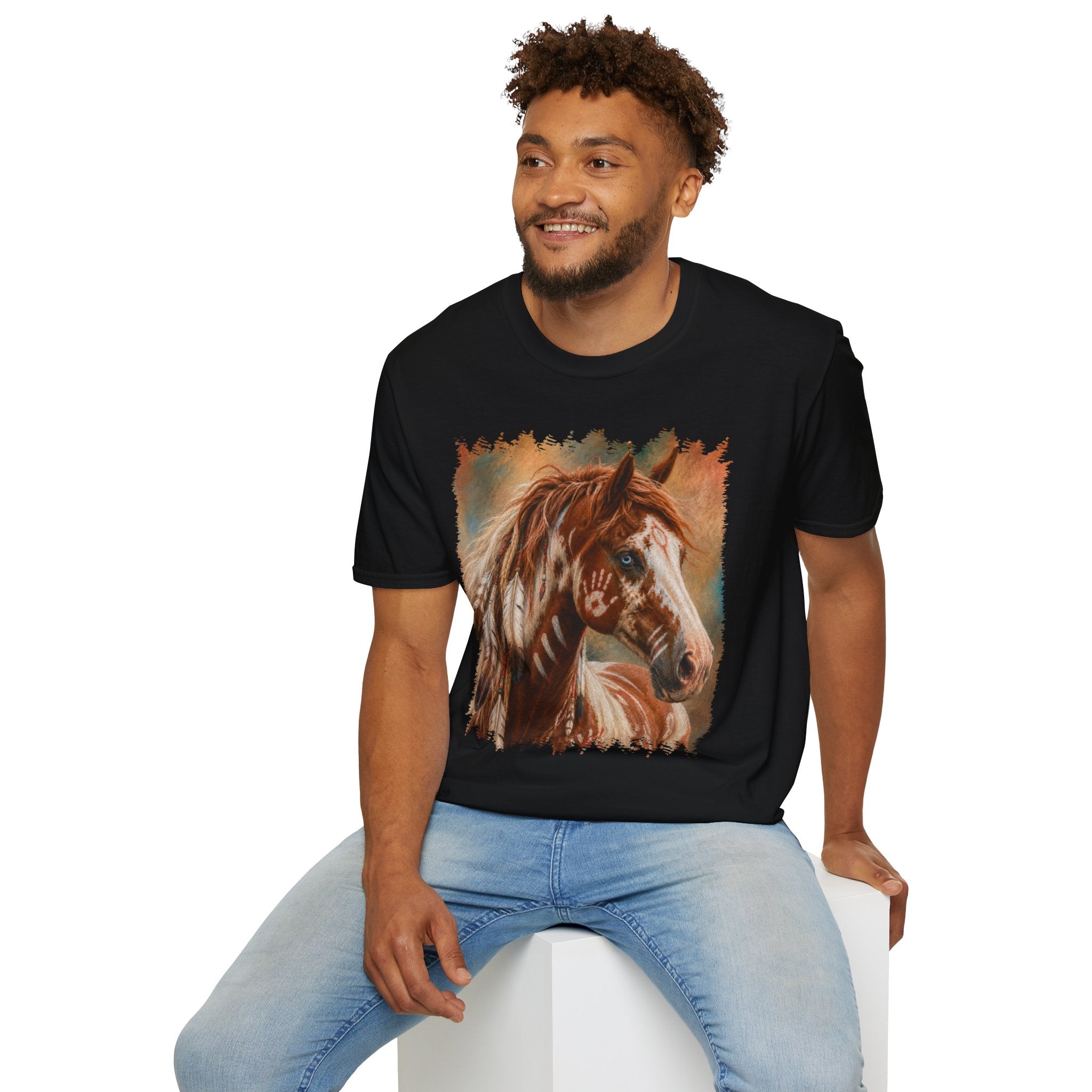 Horse Portrait T-Shirt — Blue-Eyed Paint Horse Art Tee