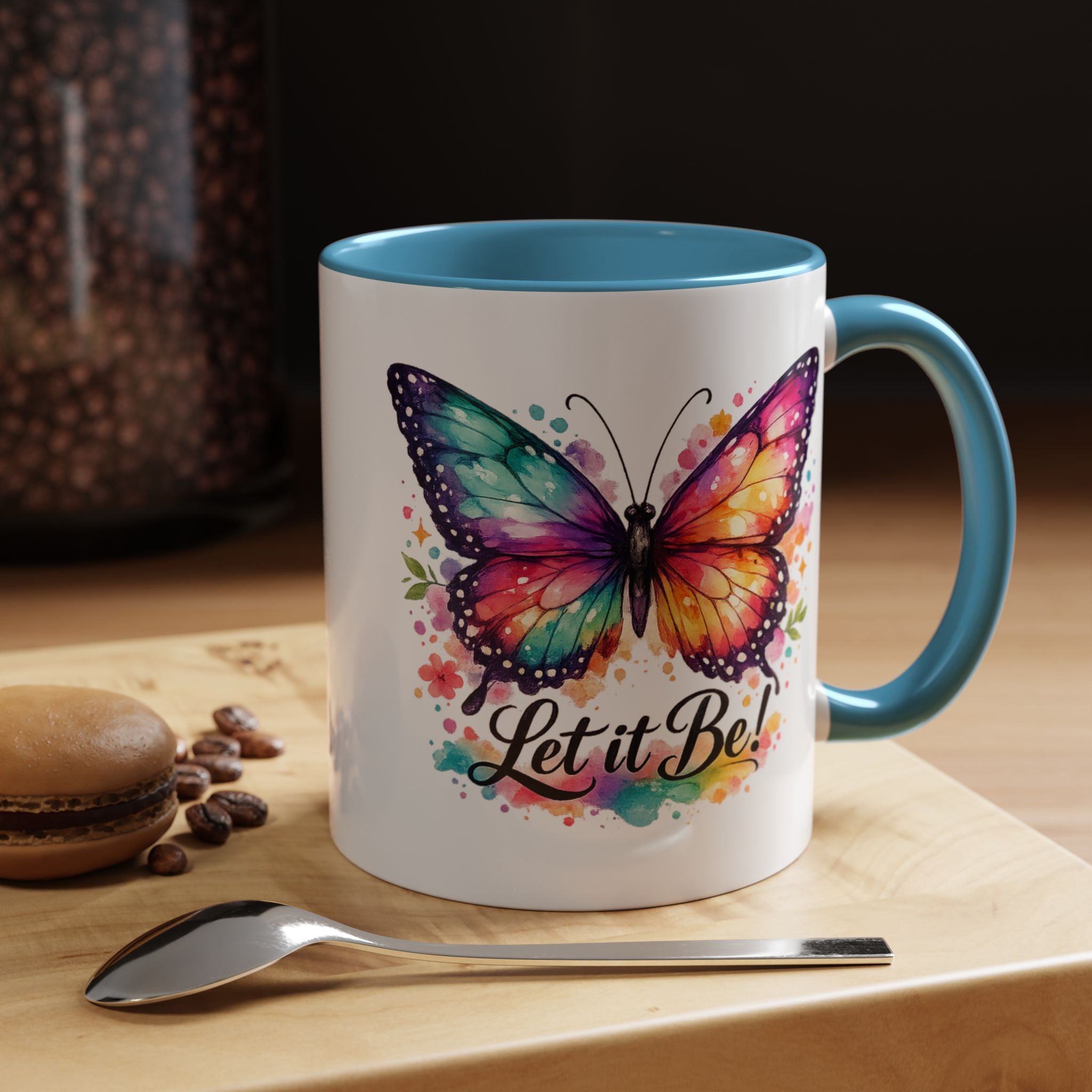 Let It Be Butterfly Accent Coffee Mug — Colorful Inspirational 11/15oz