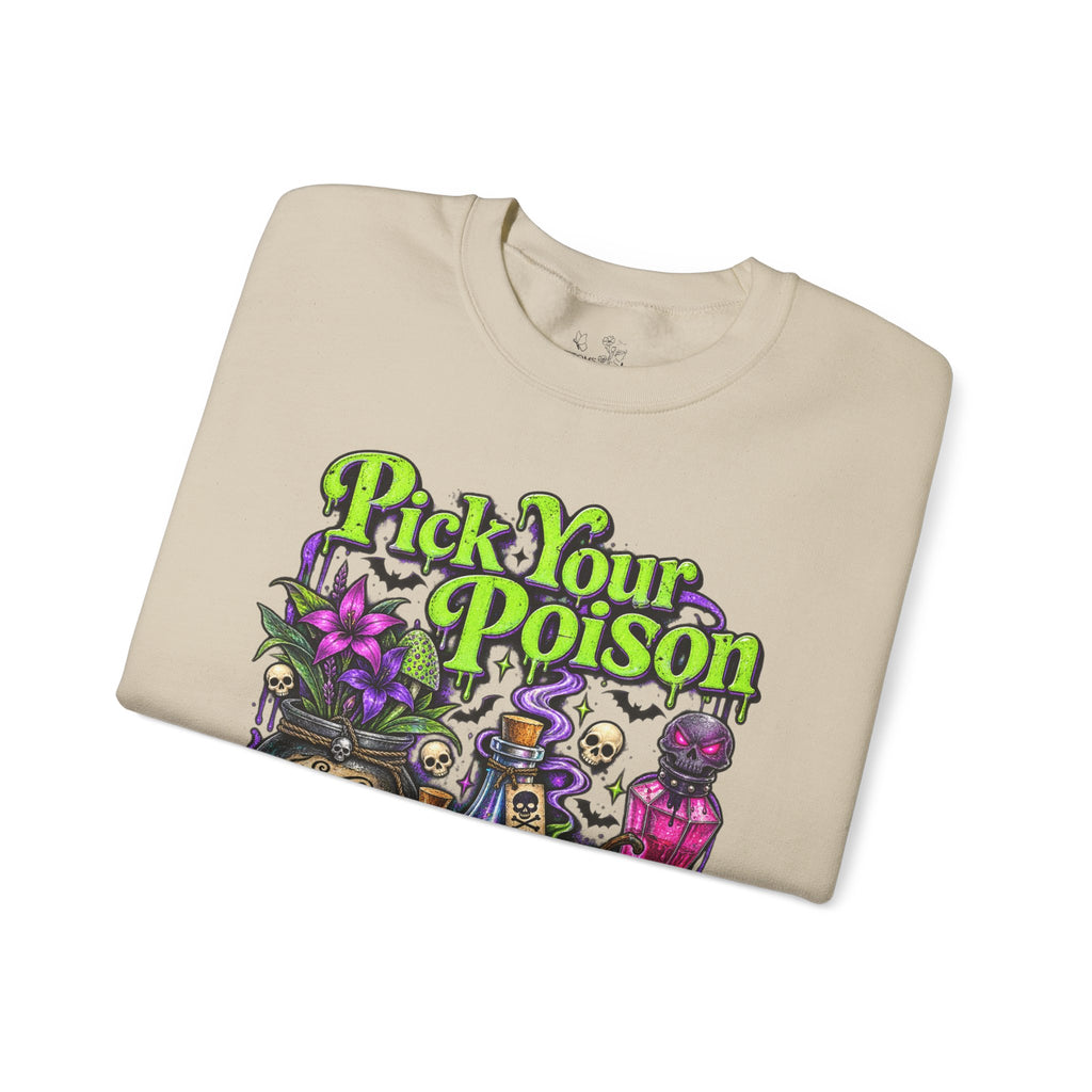 Sweatshirt — "Pick Your Poison" Halloween Potion Graphic Crewneck