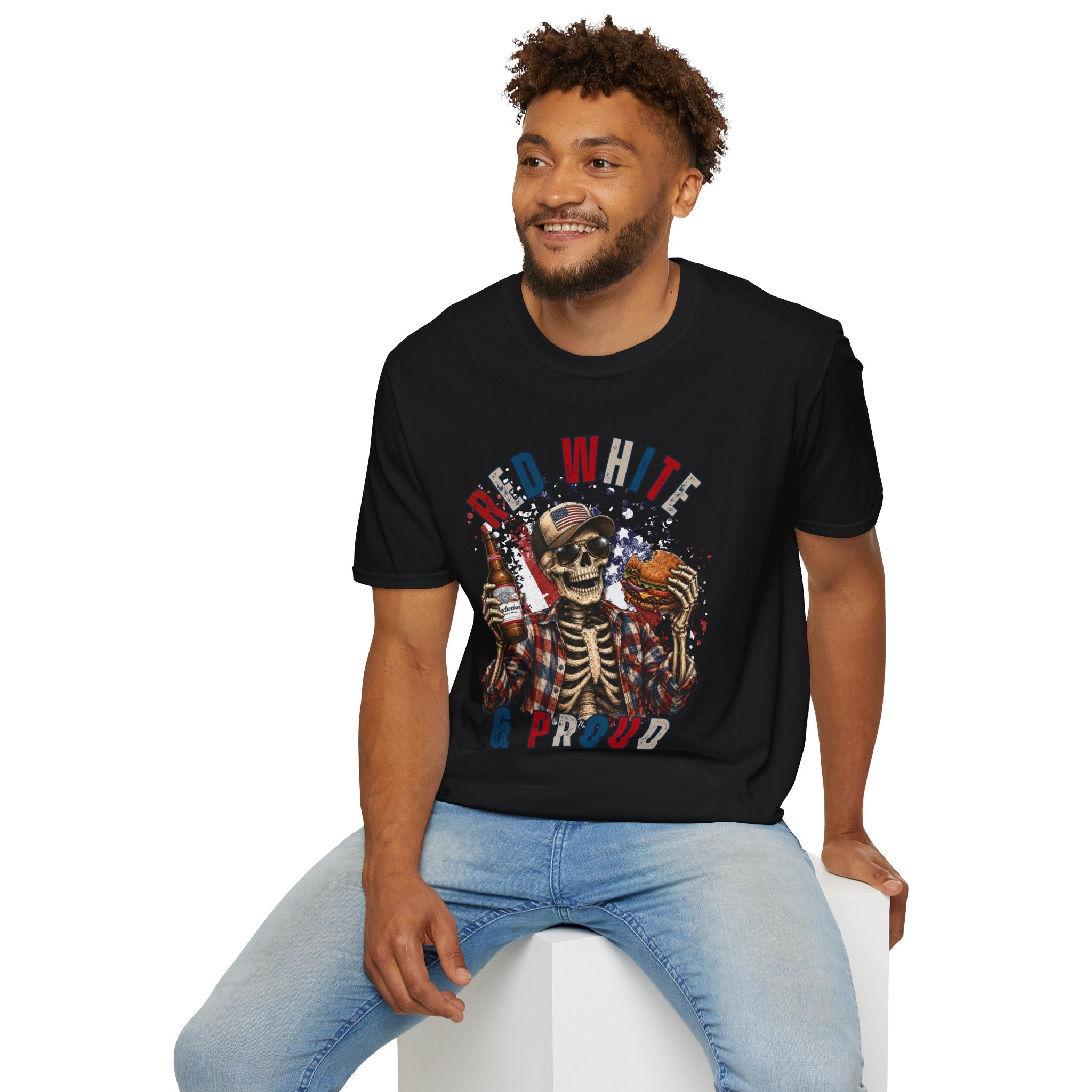 Patriotic Skull T-Shirt — "Red White & Proud" Independence Day Tee