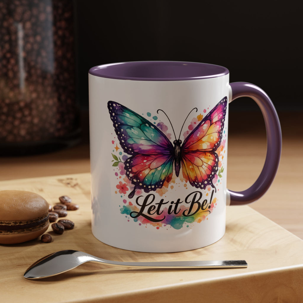 Let It Be Butterfly Accent Coffee Mug — Colorful Inspirational 11/15oz