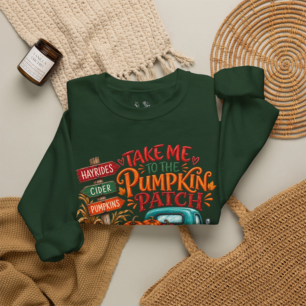 Pumpkin Patch Crewneck Sweatshirt — "Take Me to the Pumpkin Patch" Autumn Vibes