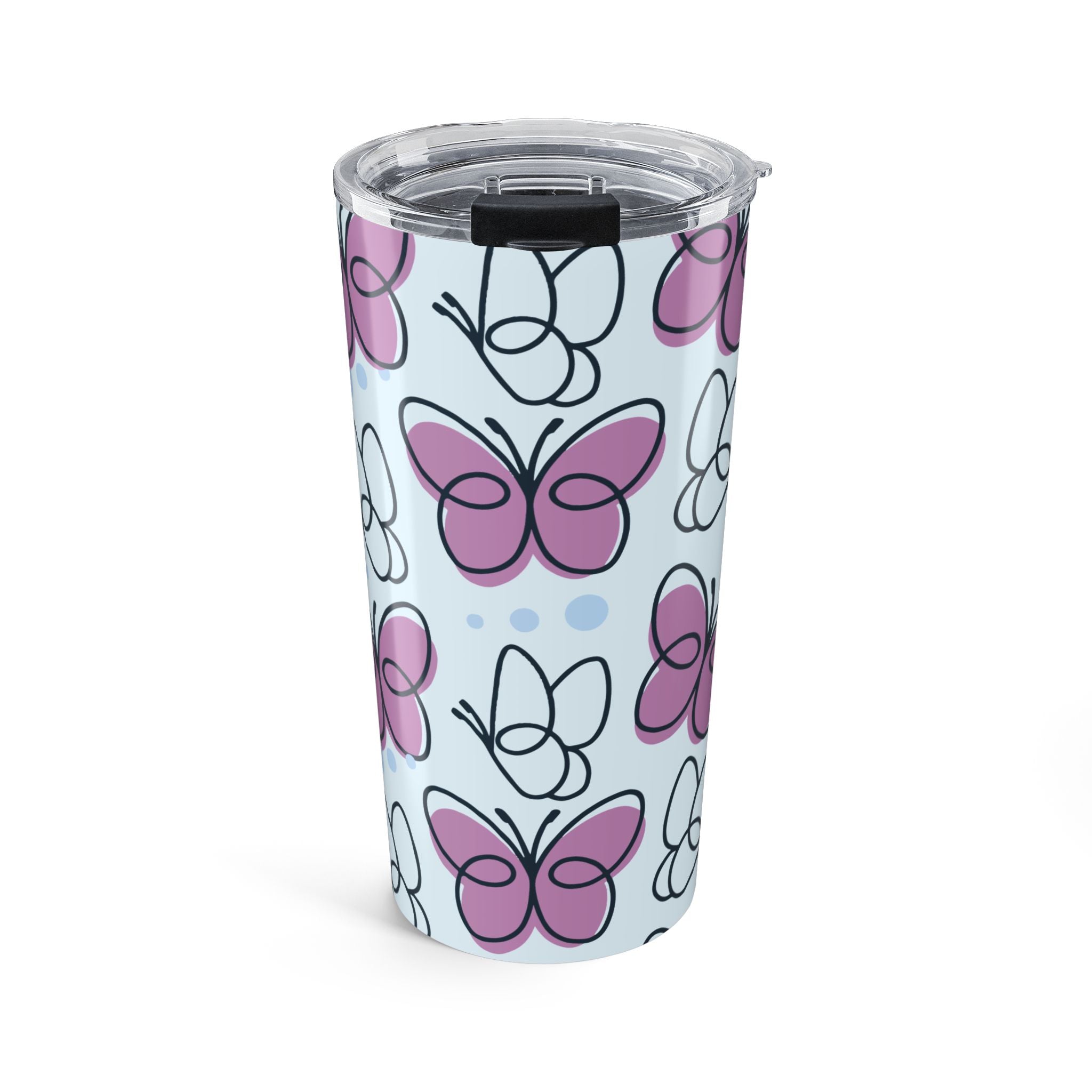 20oz Butterfly Pattern Tumbler – Pink & Blue Travel Cup