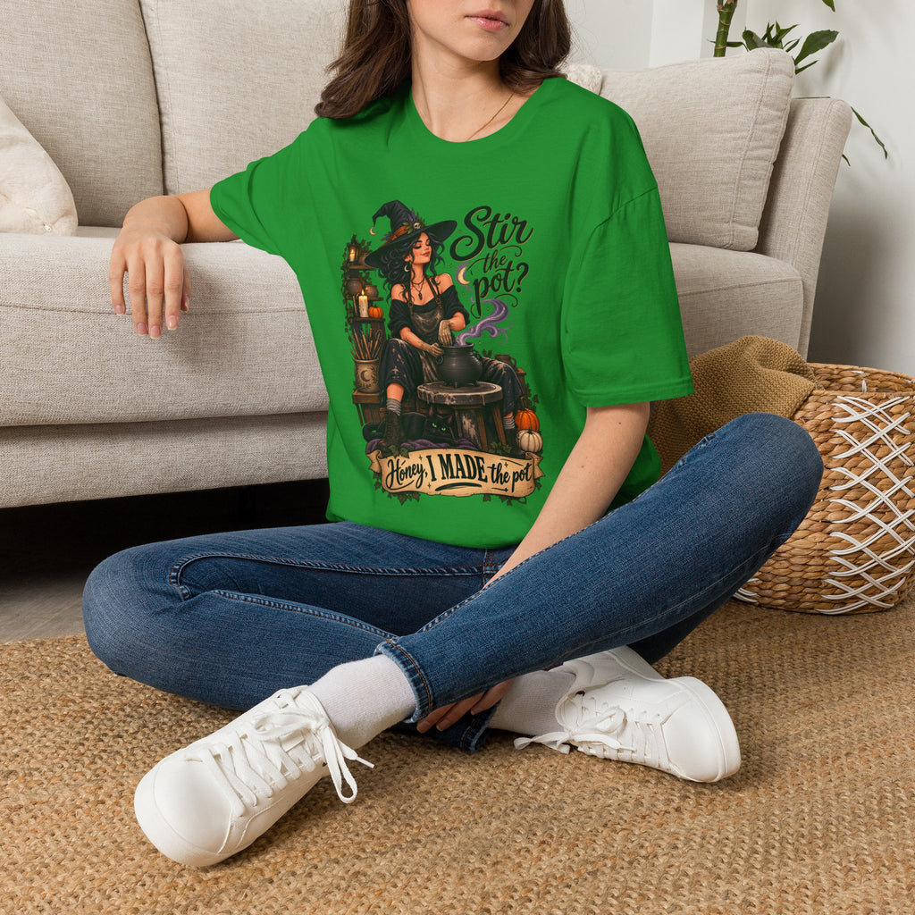 Stir the Pot Witch T-Shirt — Vintage Witch Cauldron Graphic Tee