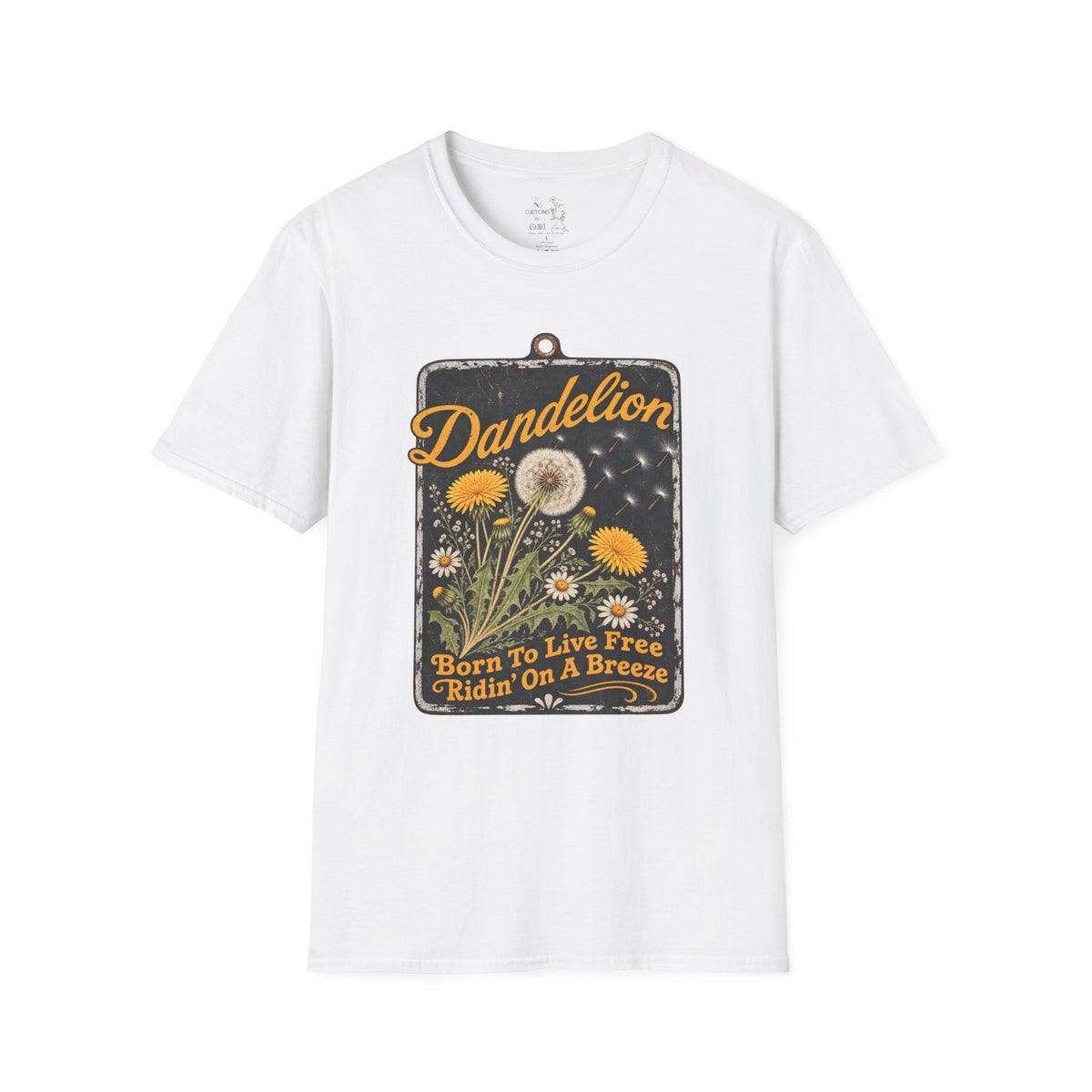 Dandelion Tee — "Born To Live Free, Ridin' On A Breeze" Vintage Floral T-Shirt