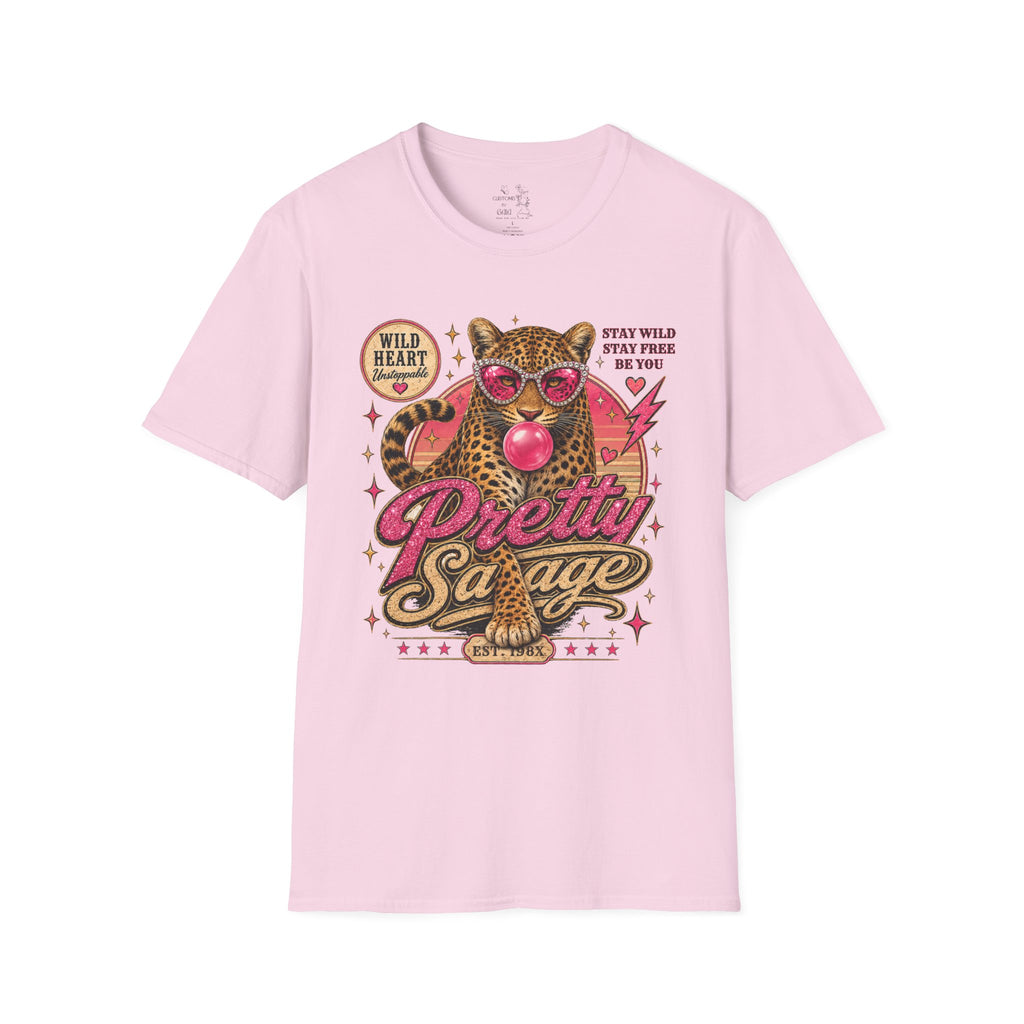 Leopard 'Pretty Savage' Graphic T-Shirt — Retro Wild Heart Design