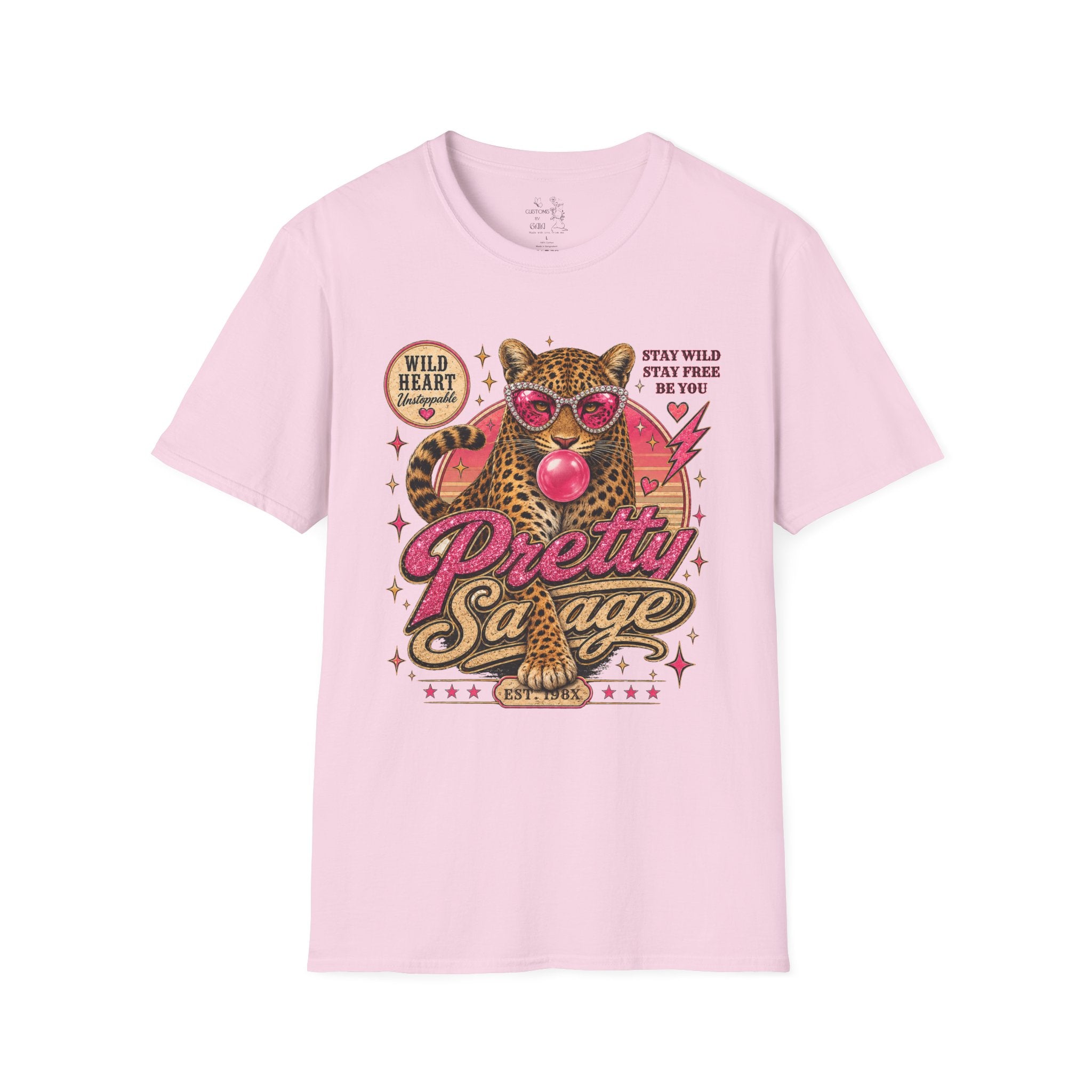 Leopard 'Pretty Savage' Graphic T-Shirt — Retro Wild Heart Design