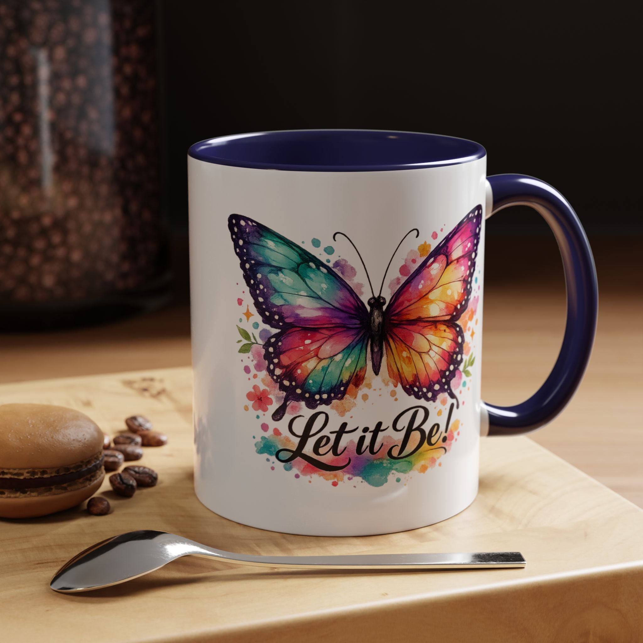 Let It Be Butterfly Accent Coffee Mug — Colorful Inspirational 11/15oz