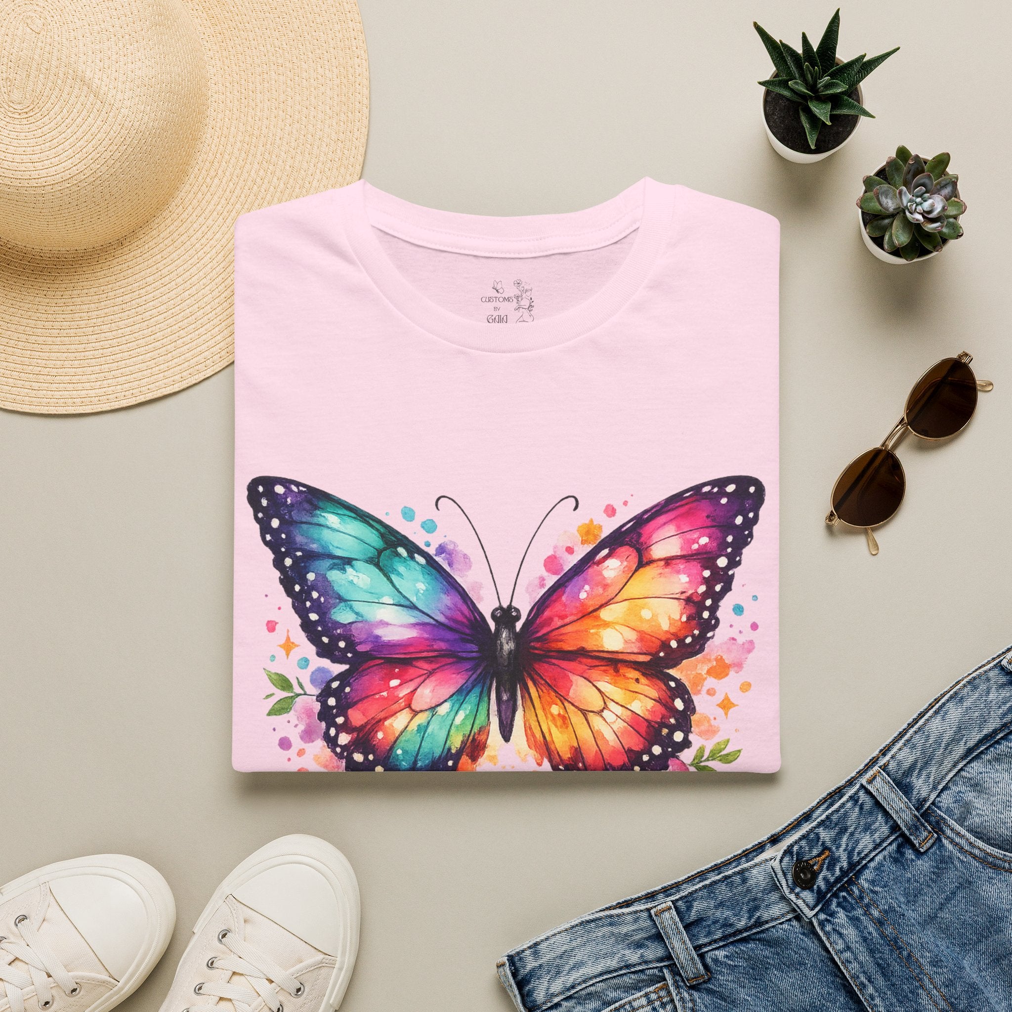 Butterfly "Let It Be" T-Shirt — Colorful Watercolor Wings Graphic Tee