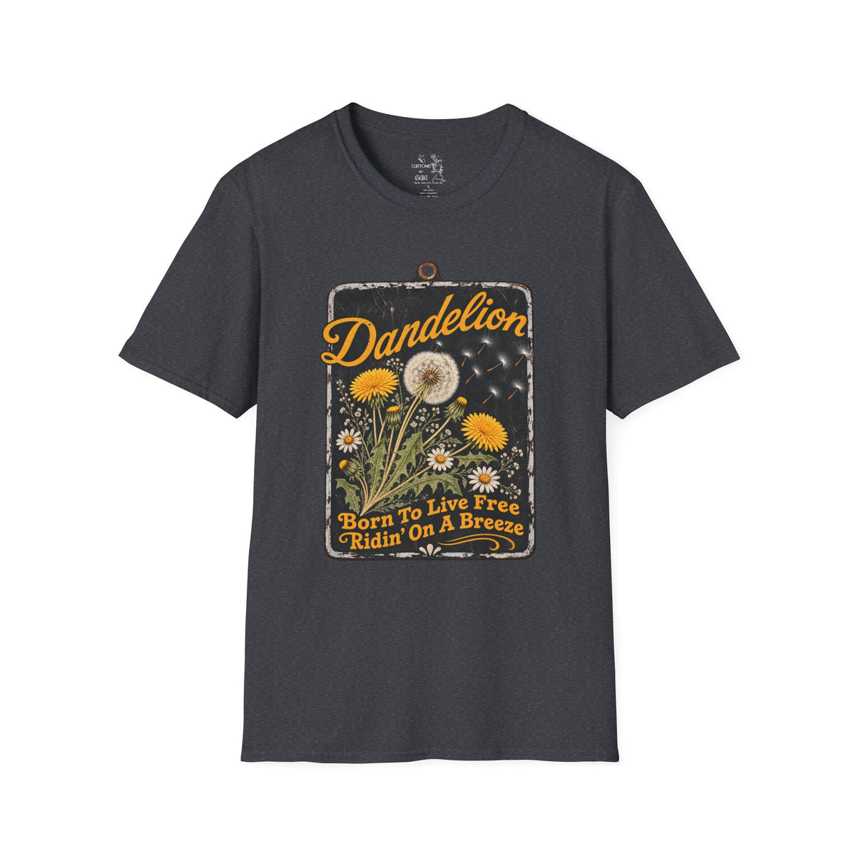 Dandelion Tee — "Born To Live Free, Ridin' On A Breeze" Vintage Floral T-Shirt