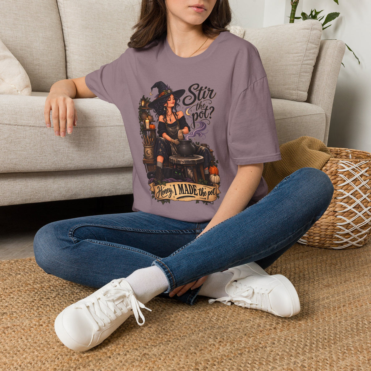 Stir the Pot Witch T-Shirt — Vintage Witch Cauldron Graphic Tee