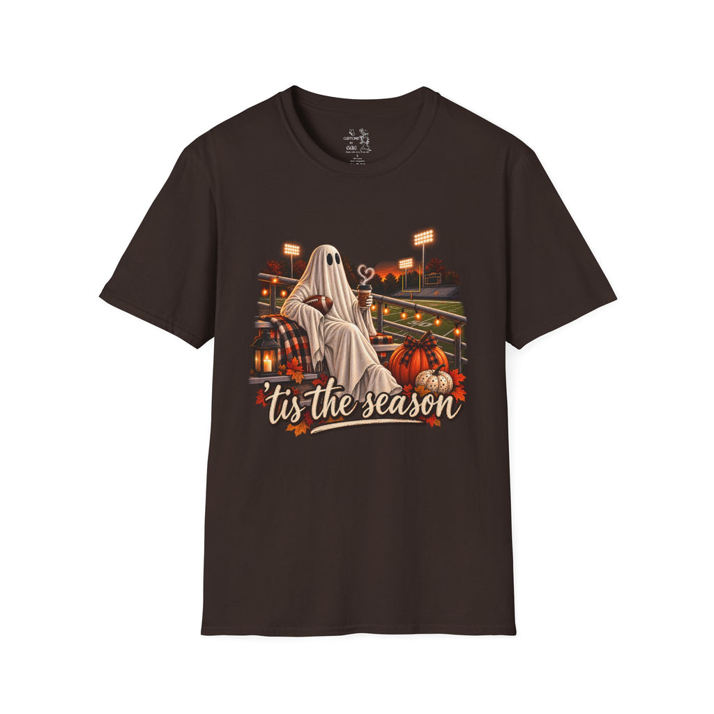 Halloween Ghost Football T‑Shirt – 'Tis the Season' Vintage Stadium Tee