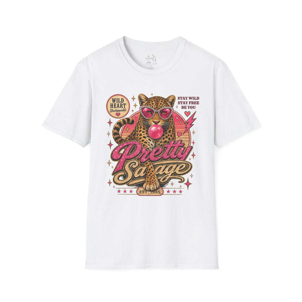Leopard 'Pretty Savage' Graphic T-Shirt — Retro Wild Heart Design