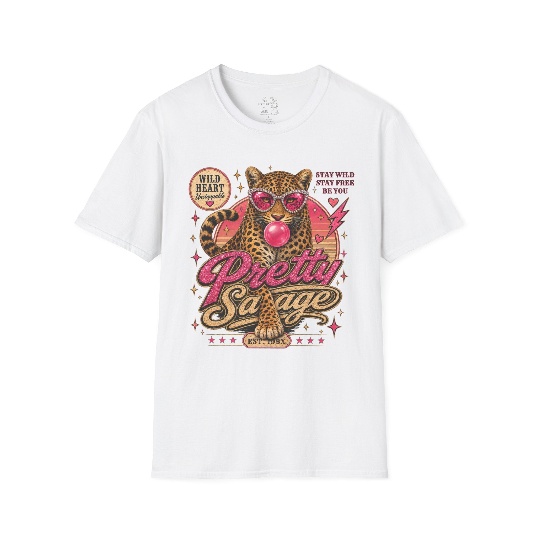 Leopard 'Pretty Savage' Graphic T-Shirt — Retro Wild Heart Design