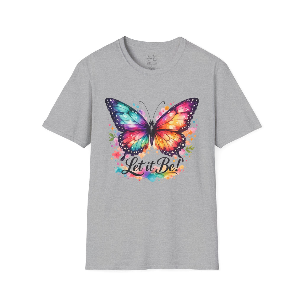 Butterfly "Let It Be" T-Shirt — Colorful Watercolor Wings Graphic Tee