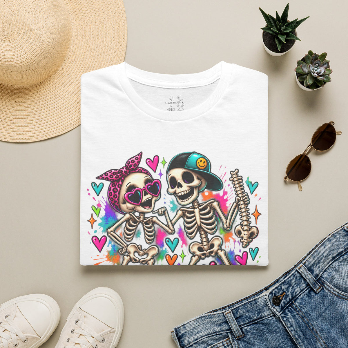 T-Shirt — Colorful Skeleton 'I've Got Your Back' Friend Graphic Tee