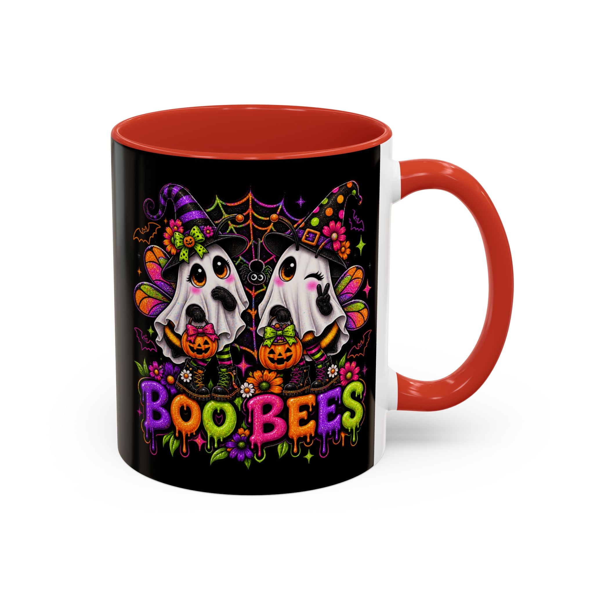 Halloween Boo Bees Coffee Mug — Cute Ghost Bees with Pumpkins