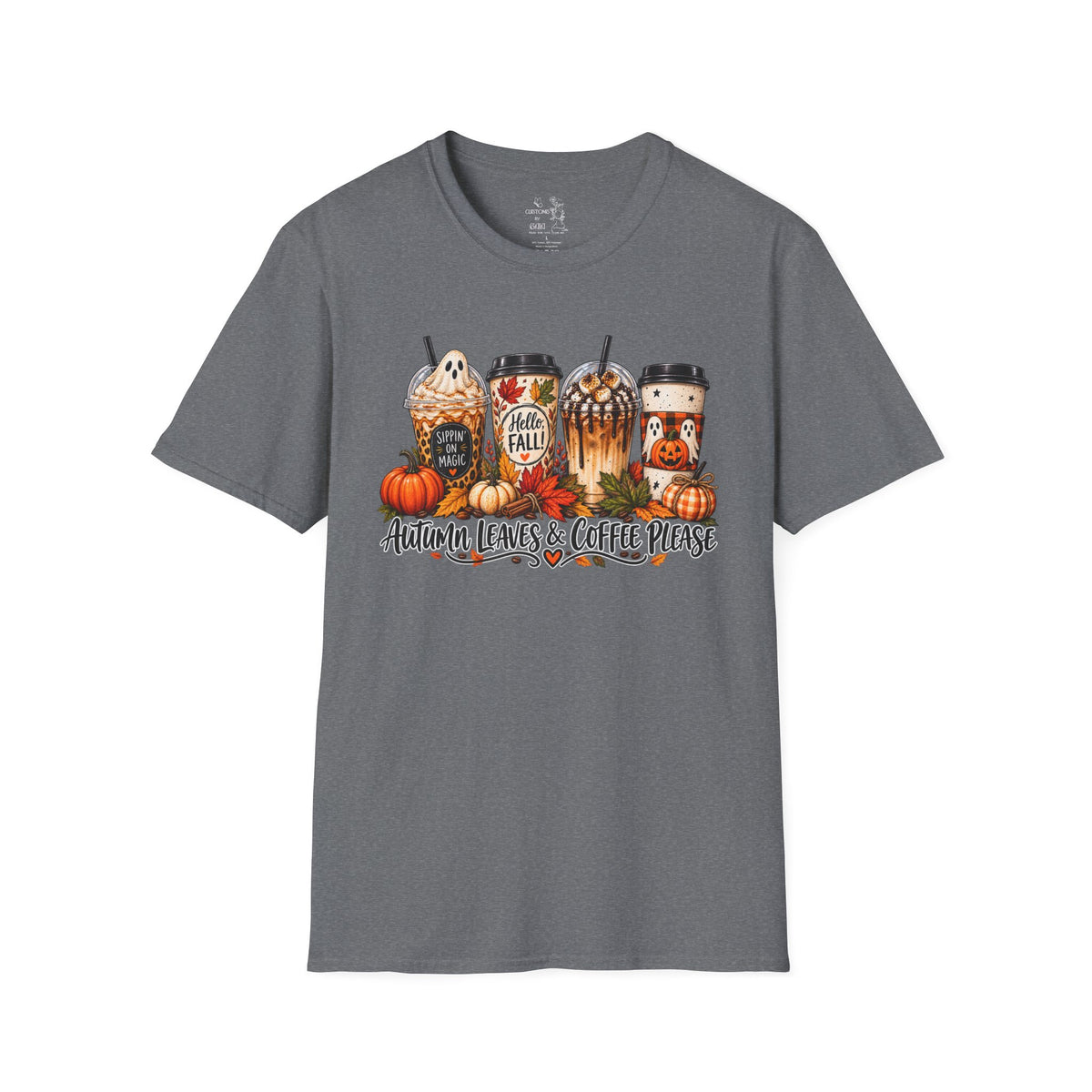 Fall Coffee T-Shirt — "Autumn Leaves & Coffee Please" Pumpkin Latte Tee