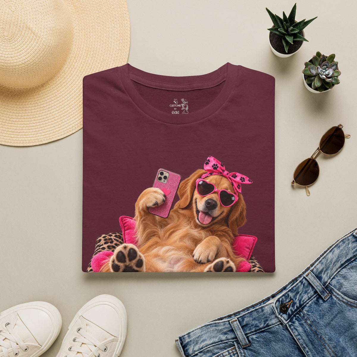 Only Paws Graphic T-Shirt — Cute Golden Retriever Selfie Design