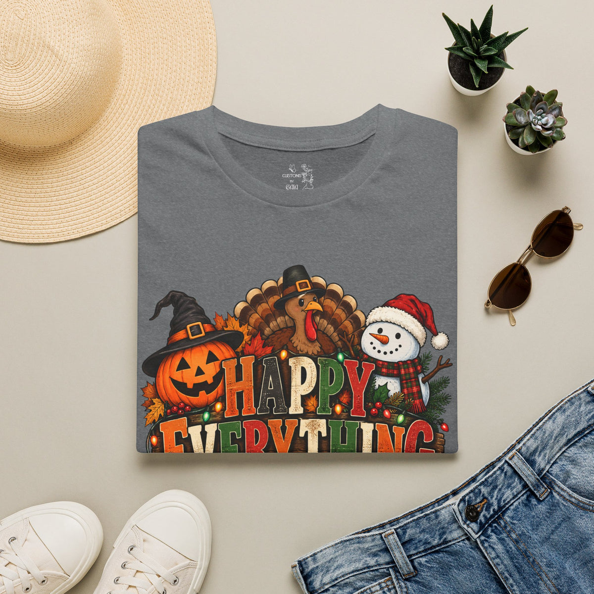 Holiday 'Happy Everything' T-Shirt — Thanksgiving, Halloween & Christmas Graphic Tee