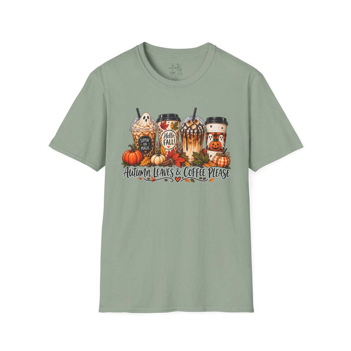 Fall Coffee T-Shirt — "Autumn Leaves & Coffee Please" Pumpkin Latte Tee