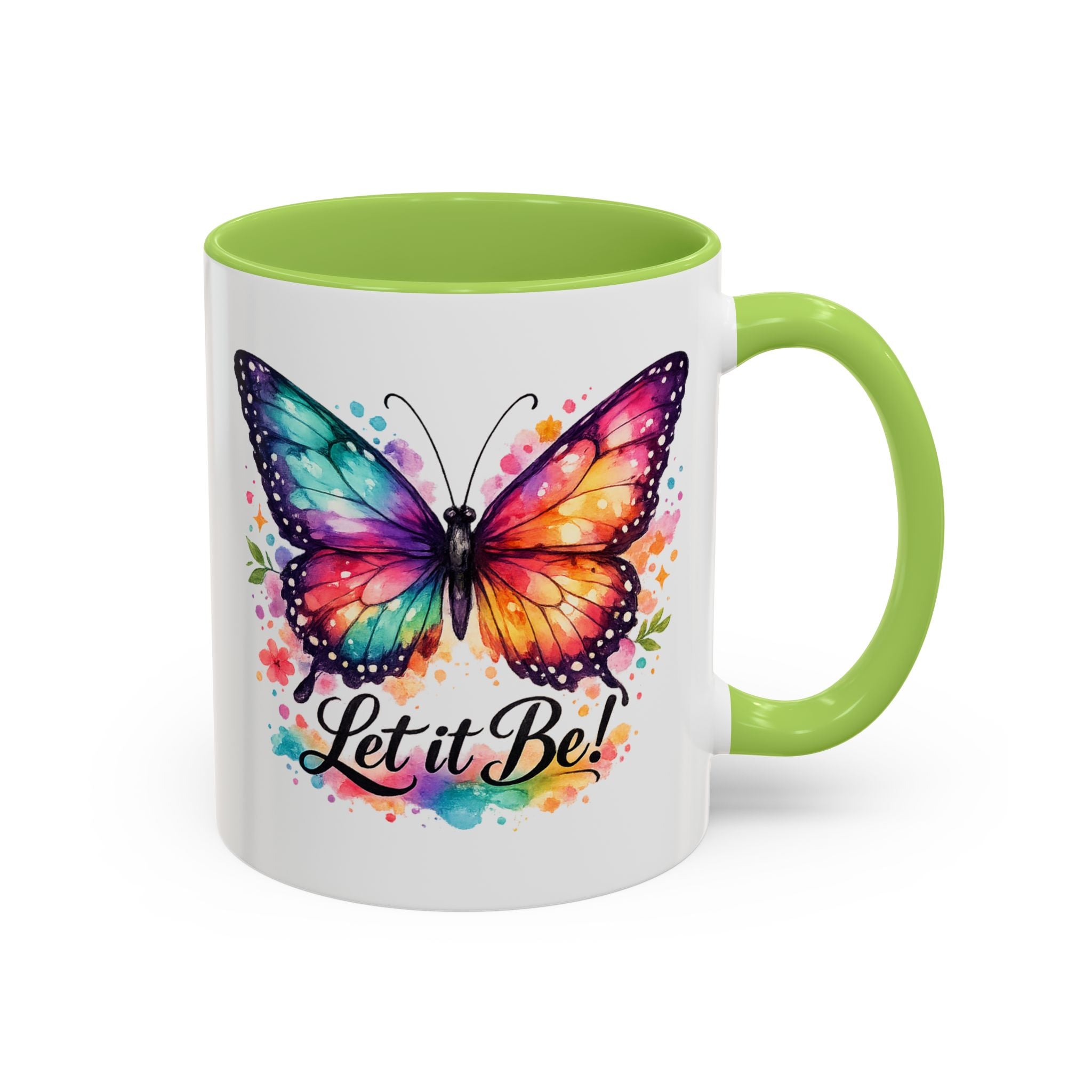 Let It Be Butterfly Accent Coffee Mug — Colorful Inspirational 11/15oz