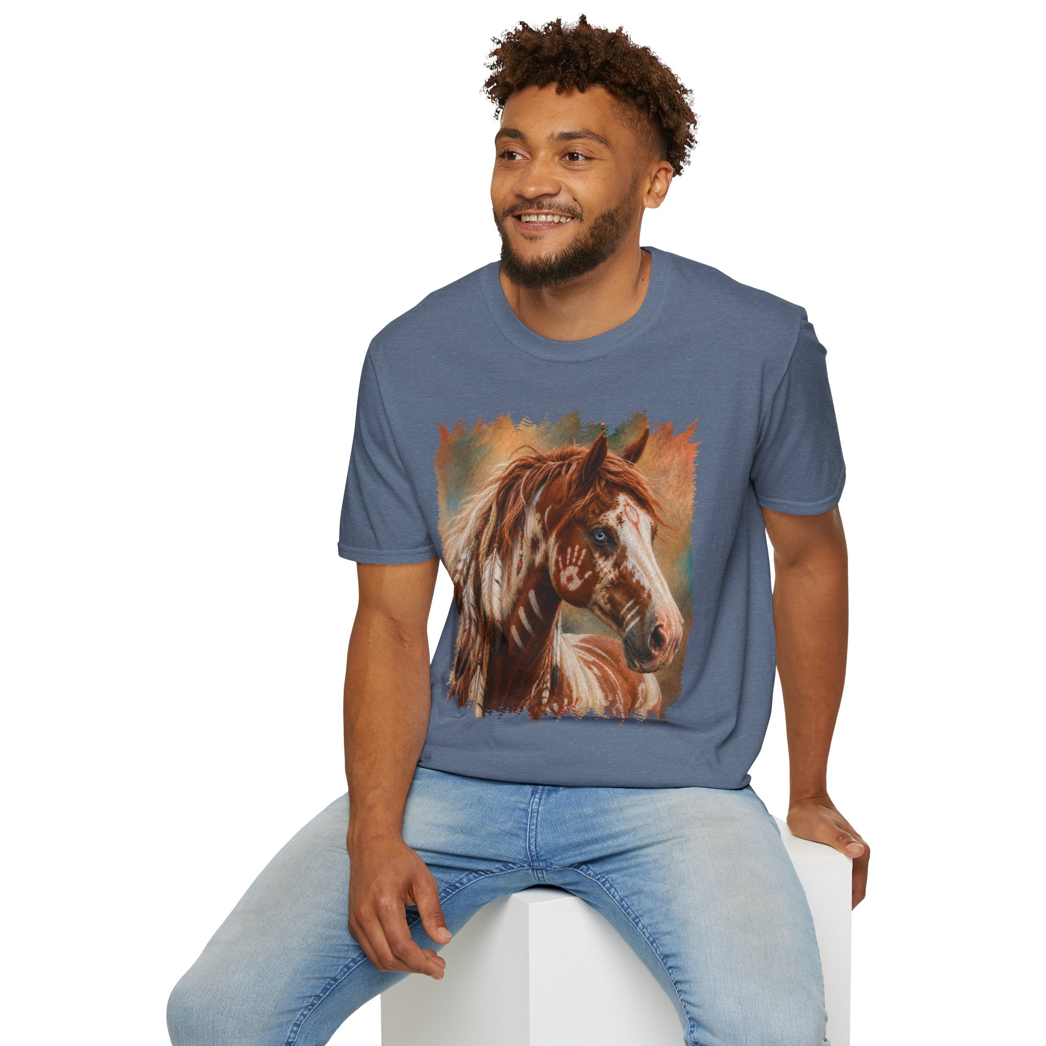 Horse Portrait T-Shirt — Blue-Eyed Paint Horse Art Tee