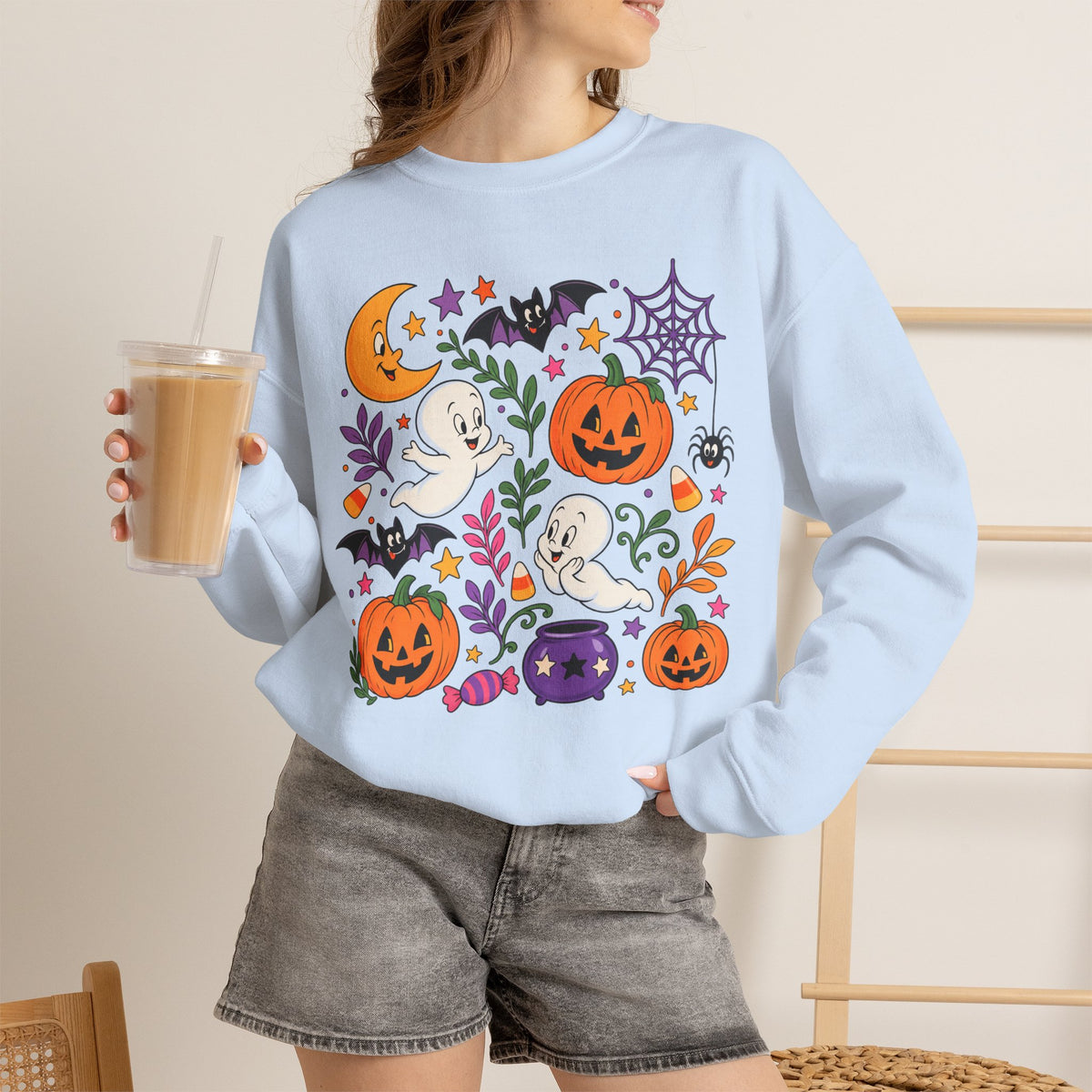 Halloween Ghosts & Pumpkins Crewneck Sweatshirt