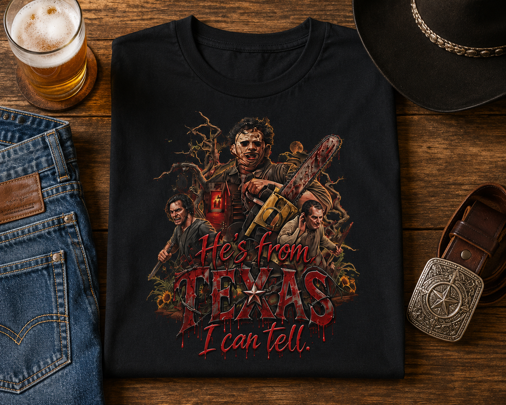 Horror Movie Chainsaw T-Shirt — "He’s My Friend I Can Tell" Graphic Tee