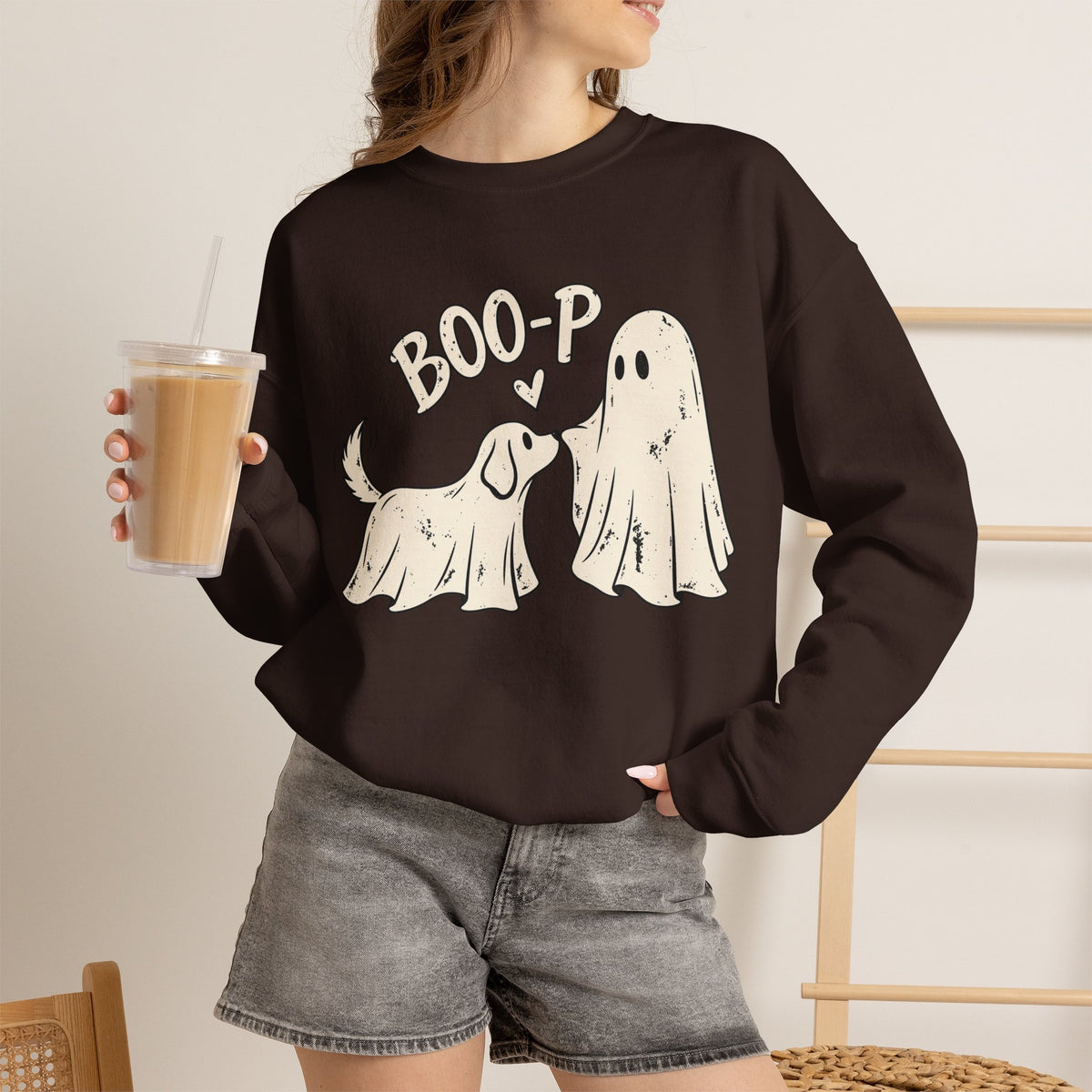 Boo-p Dog & Ghost Halloween Sweatshirt