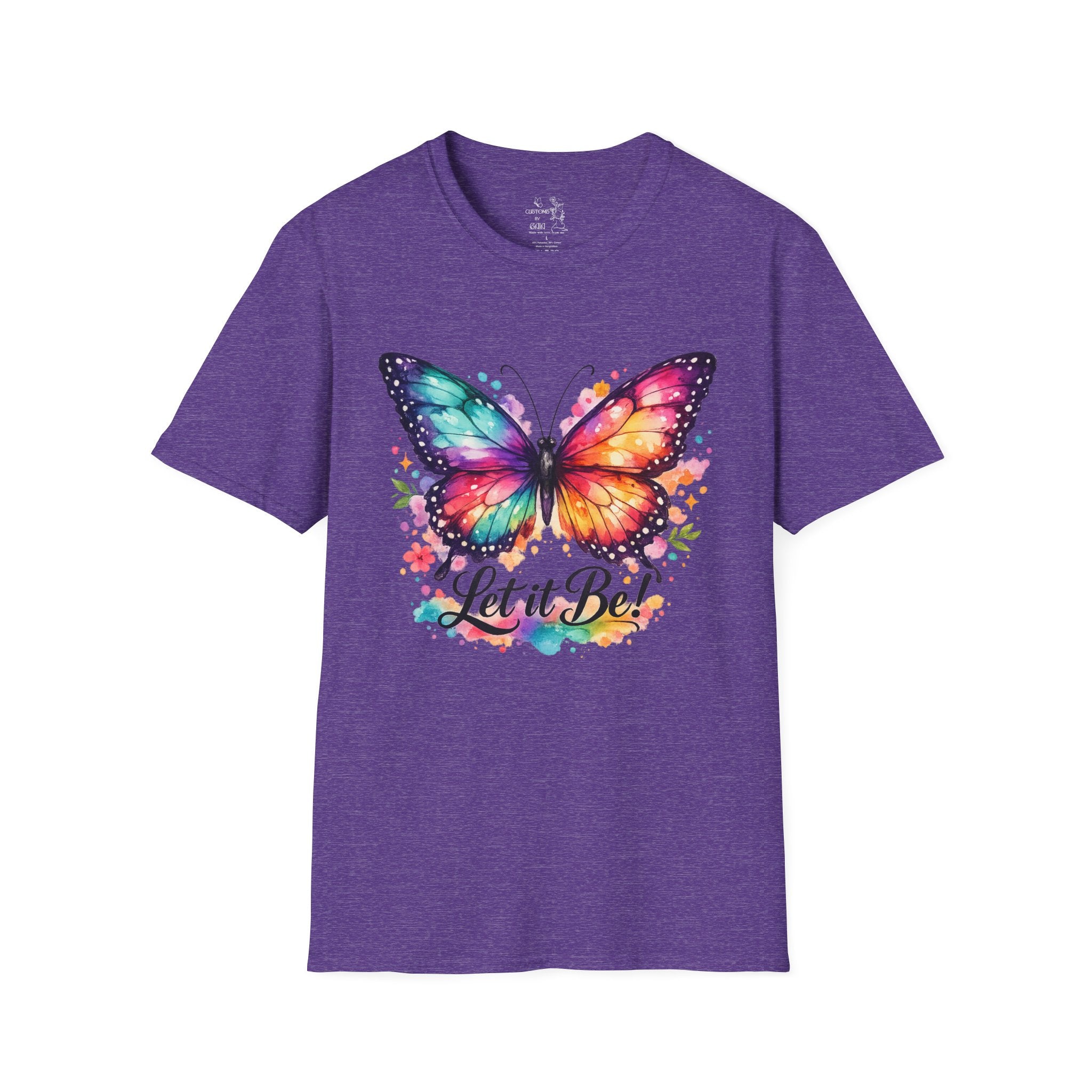 Butterfly "Let It Be" T-Shirt — Colorful Watercolor Wings Graphic Tee