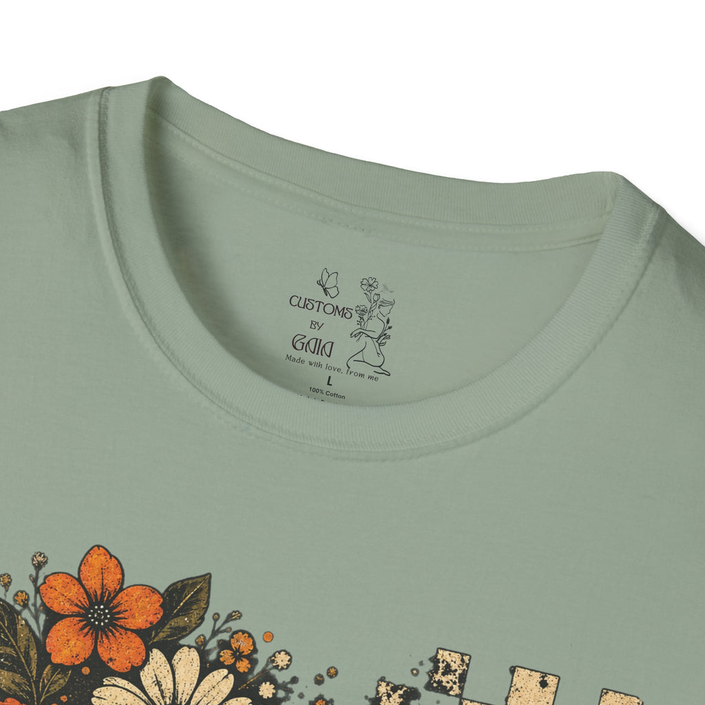 Floral Skull T-Shirt – Gothic Sunflower Checkerboard Design