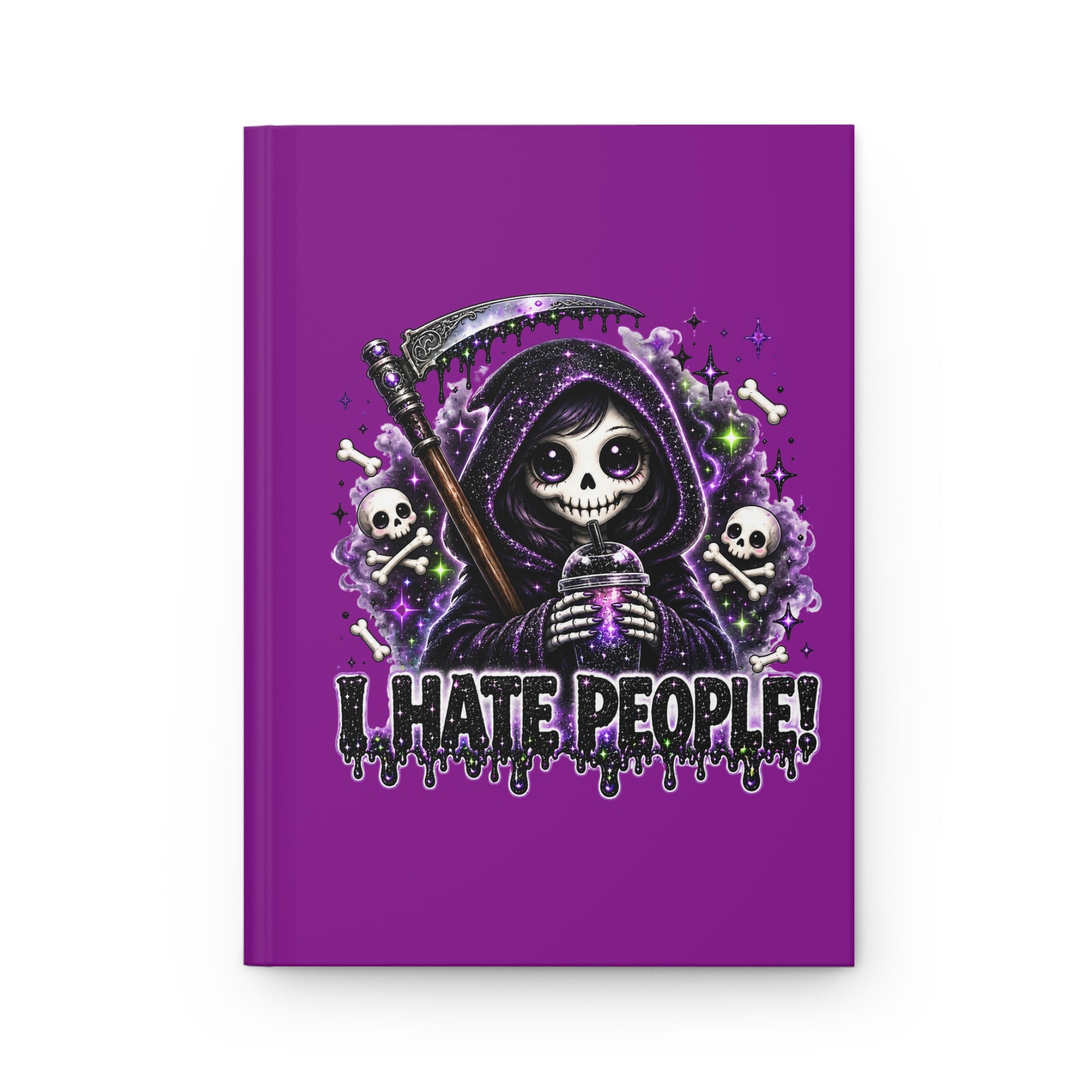 Grim Reaper Journal — "I Hate People" Gothic Hardcover Notebook