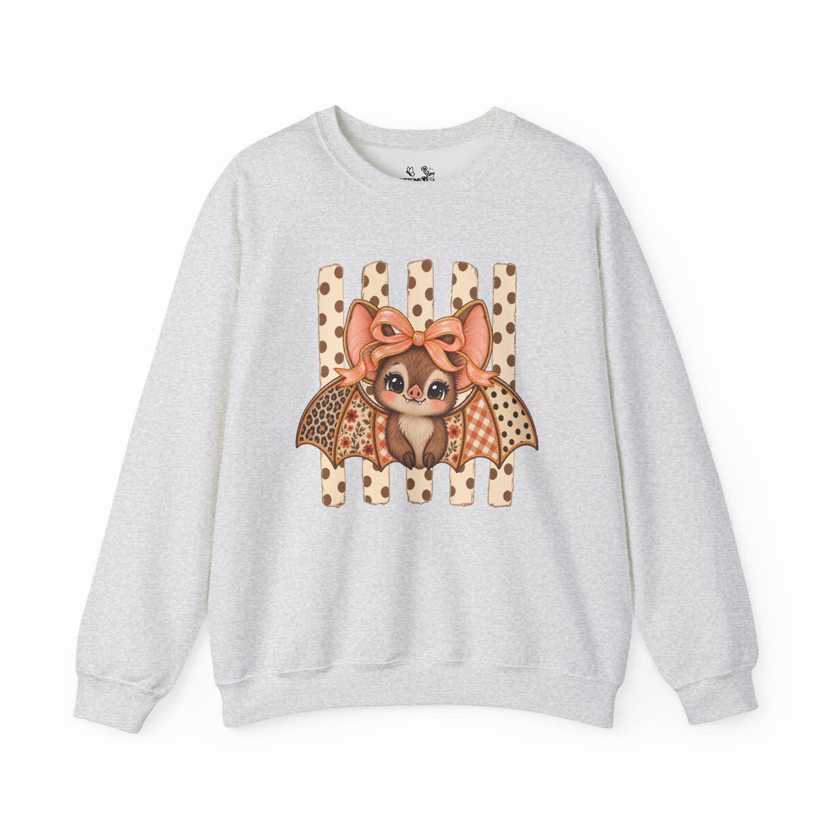 Cute Bat Crewneck Sweatshirt — Kawaii Bat with Bow Graphic