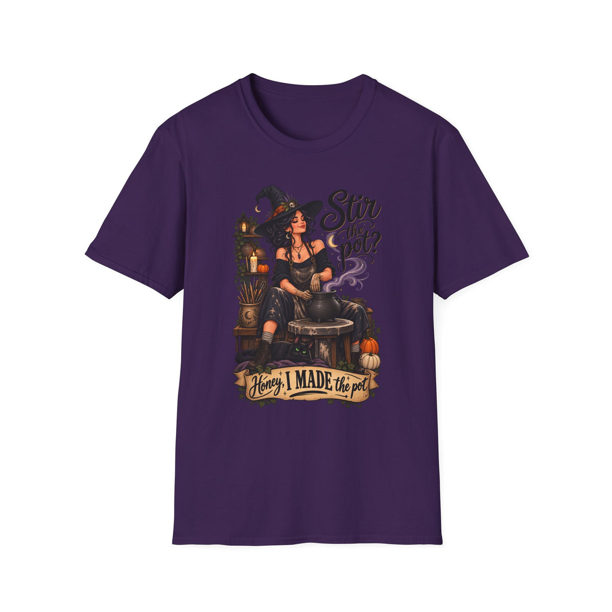 Stir the Pot Witch T-Shirt — Vintage Witch Cauldron Graphic Tee