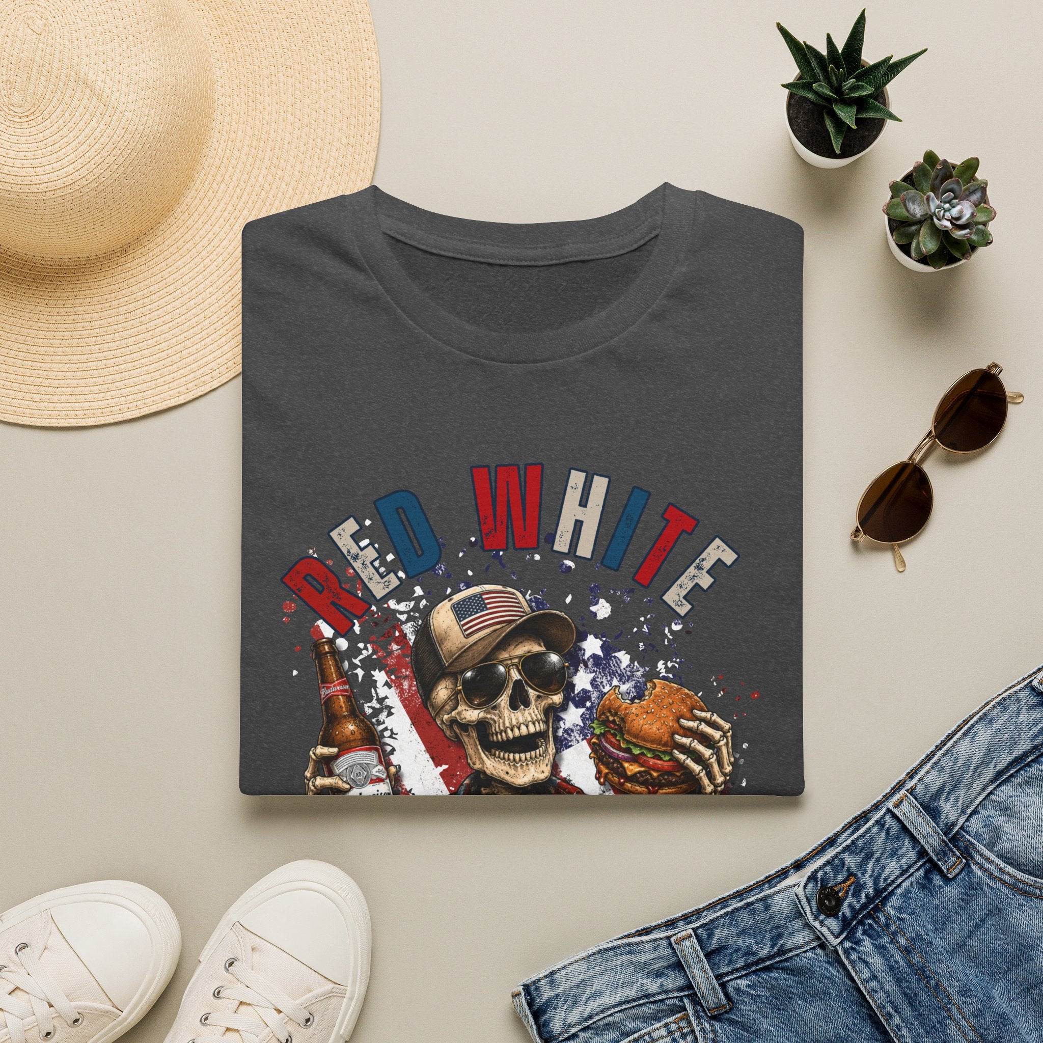 Patriotic Skull T-Shirt — "Red White & Proud" Independence Day Tee