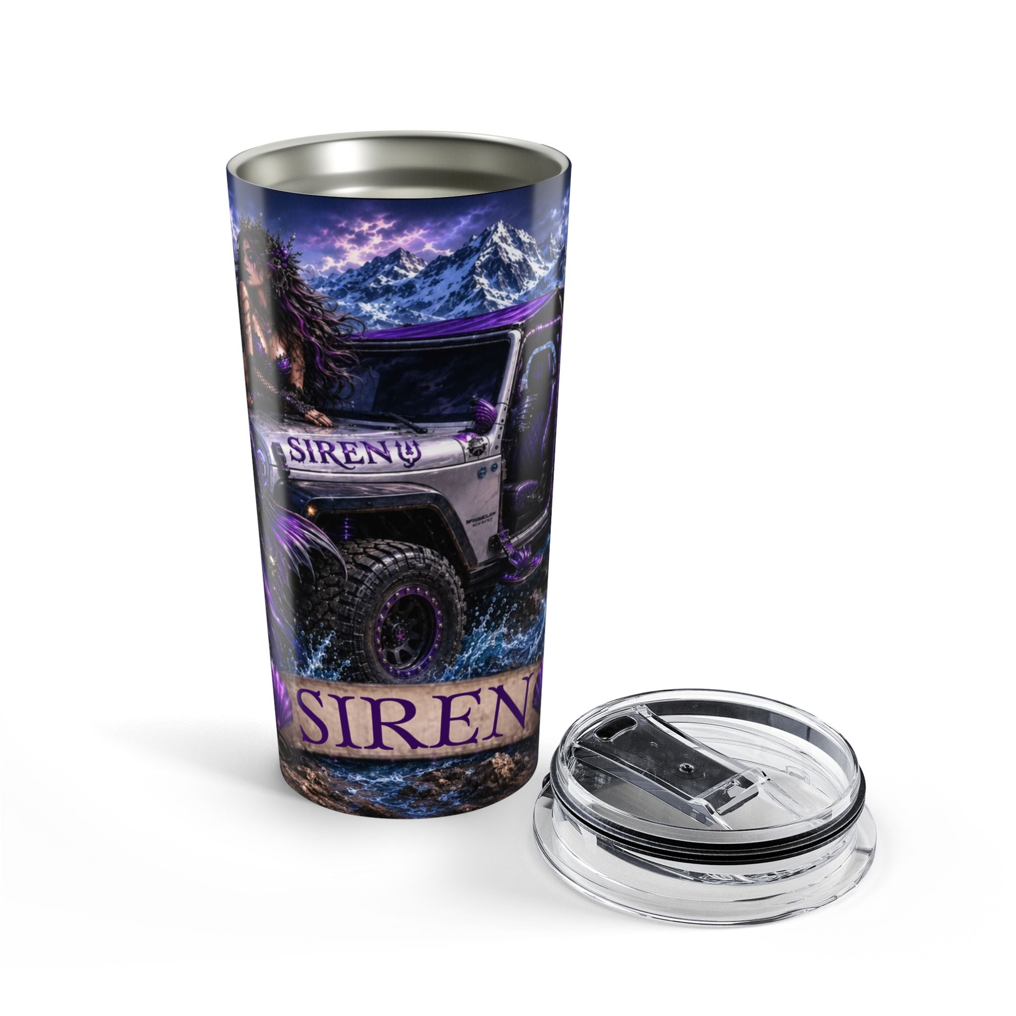 20oz Jeep Siren Tumbler – Purple Mountain Off‑Road Travel Mug