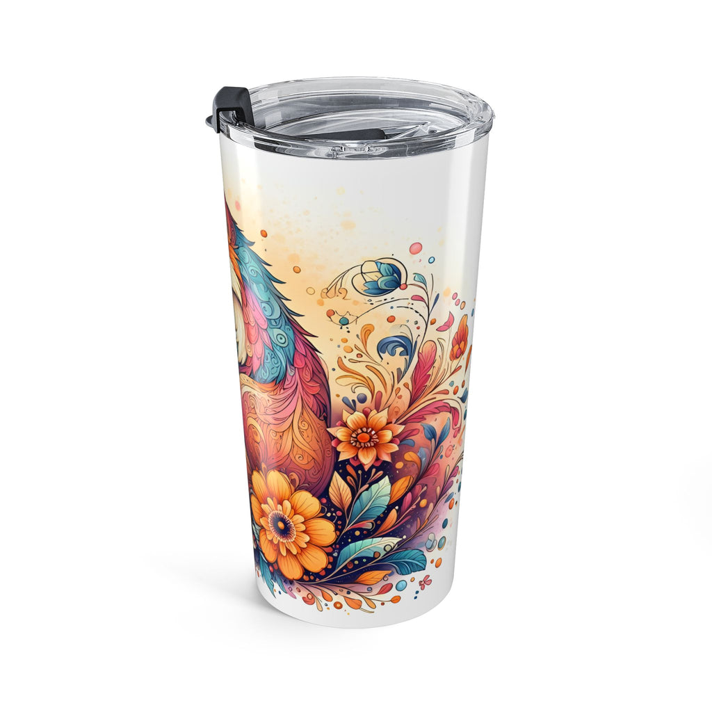 20oz Fox Tumbler – Colorful Floral Fox Stainless Steel Travel Cup