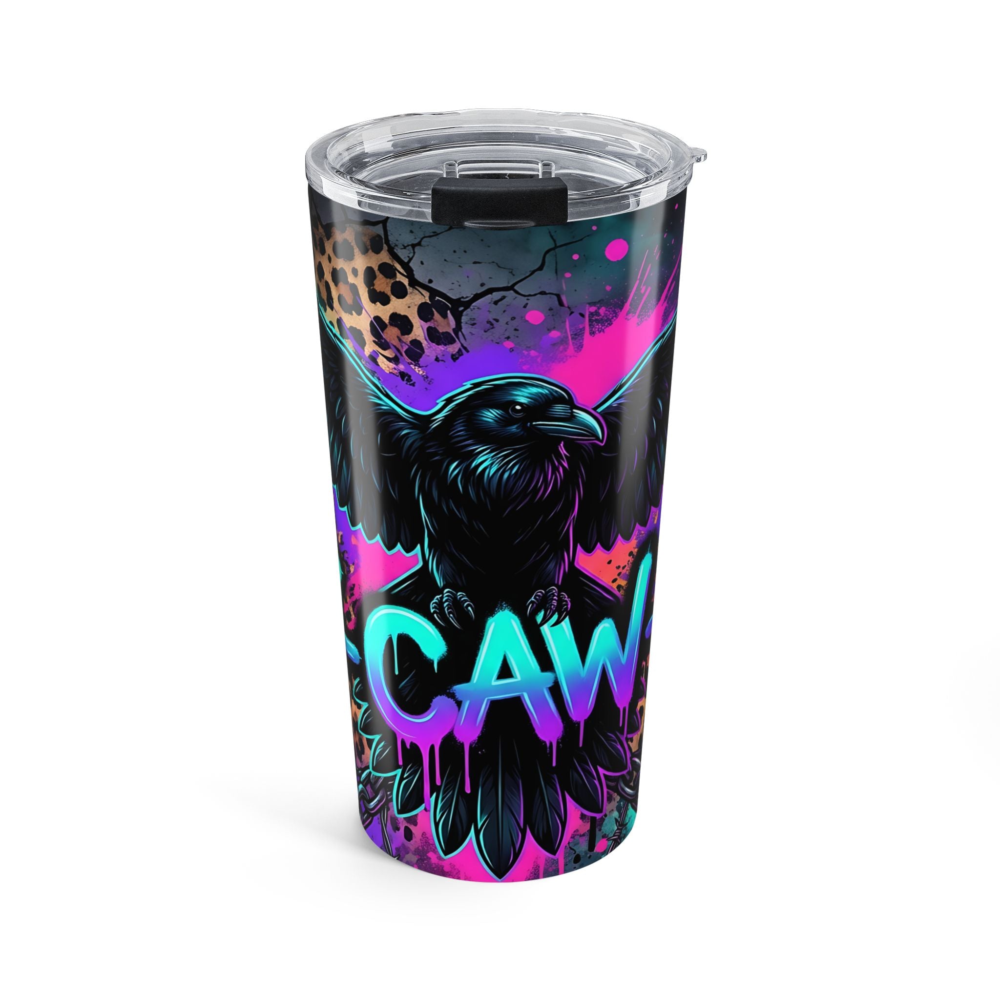 20oz Raven F-CAW-F Neon Tumbler — Gothic Punk Travel Cup