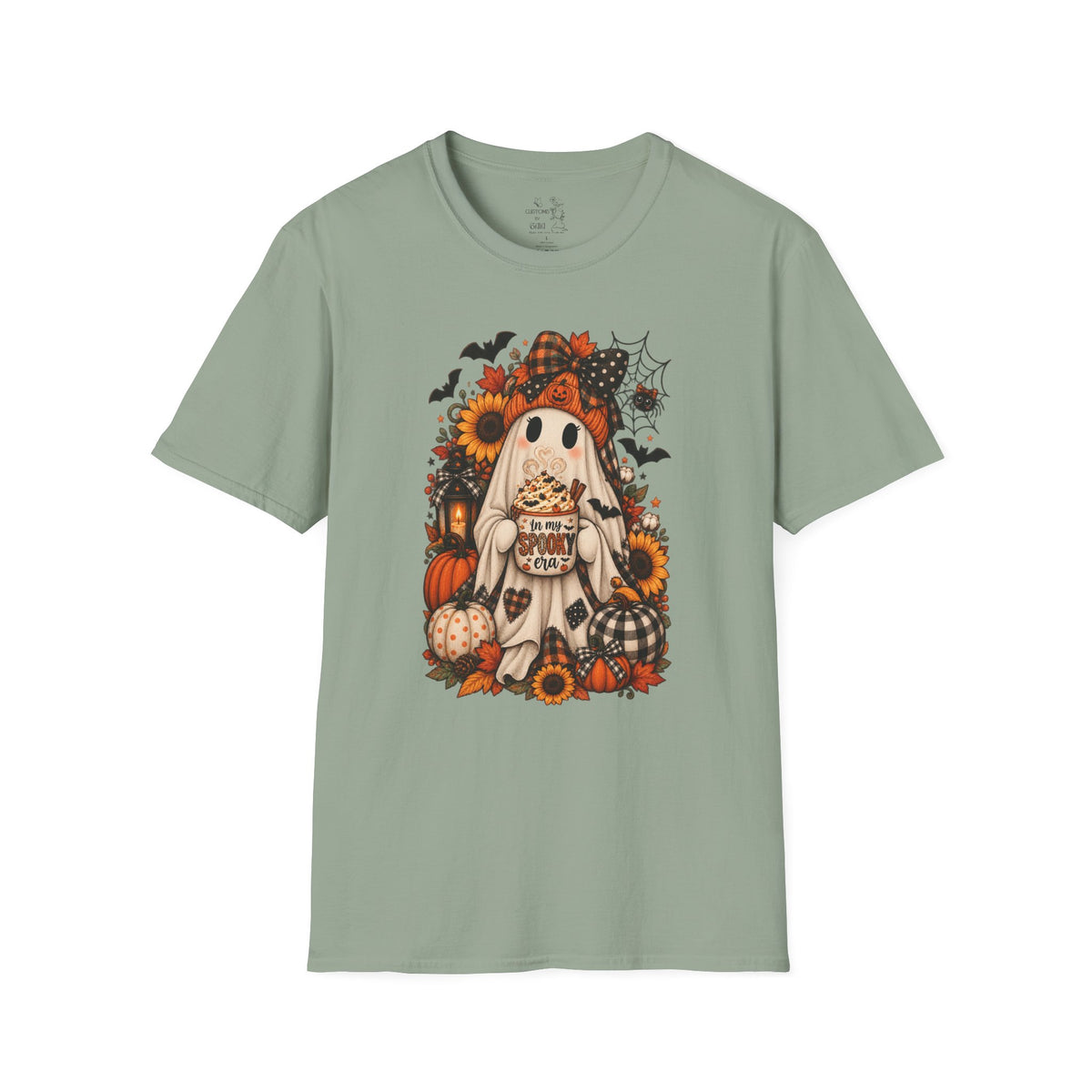 Halloween Ghost Tee – Cute Pumpkin, Sunflower & Trick-or-Treat Design