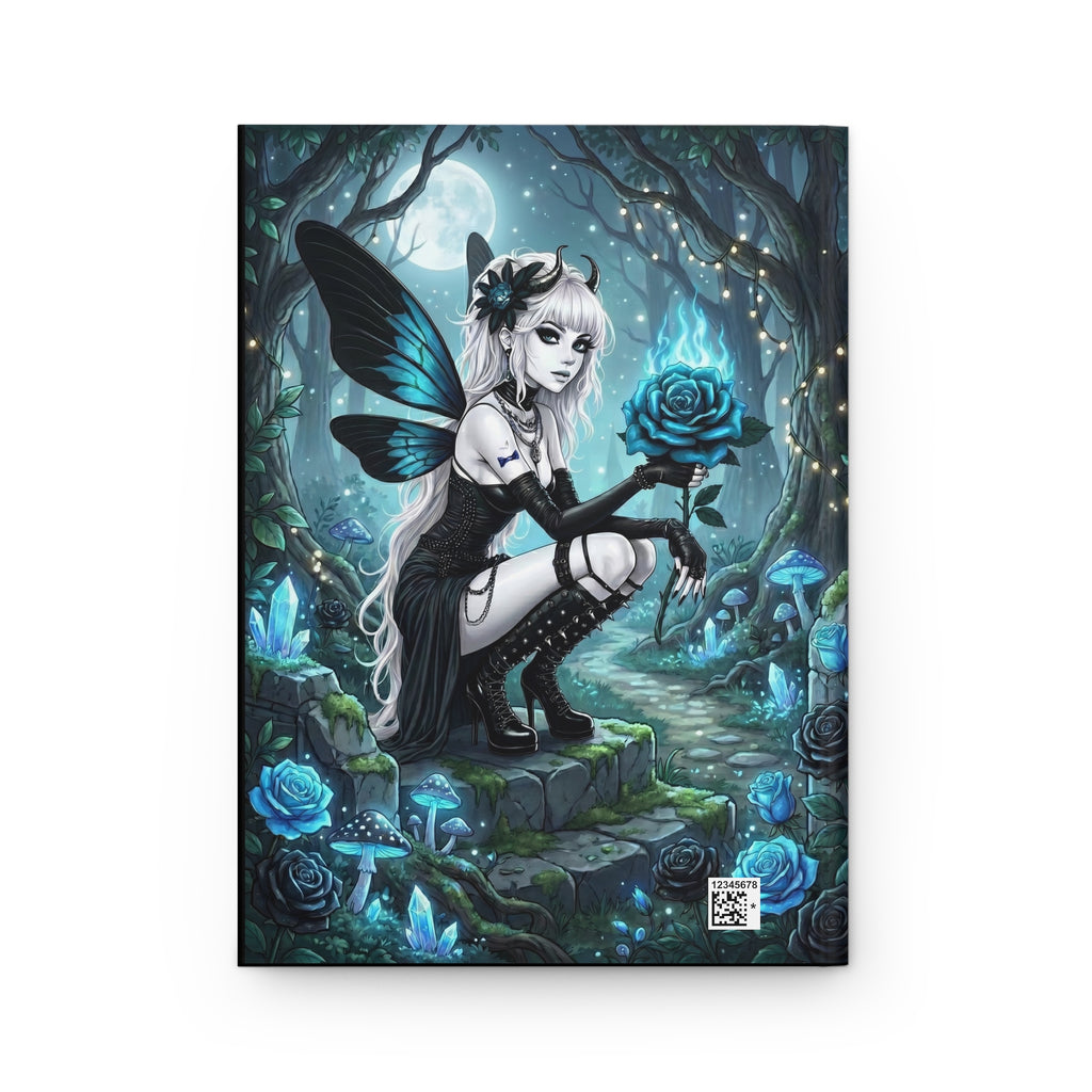 Gothic Blue Fairy Hardcover Journal — Moonlit Rose Fantasy Notebook