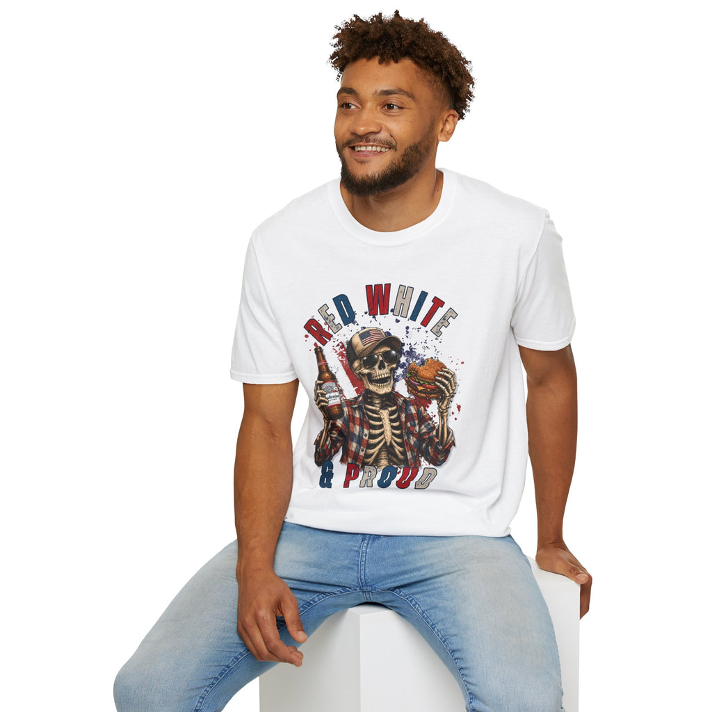 Patriotic Skull T-Shirt — "Red White & Proud" Independence Day Tee