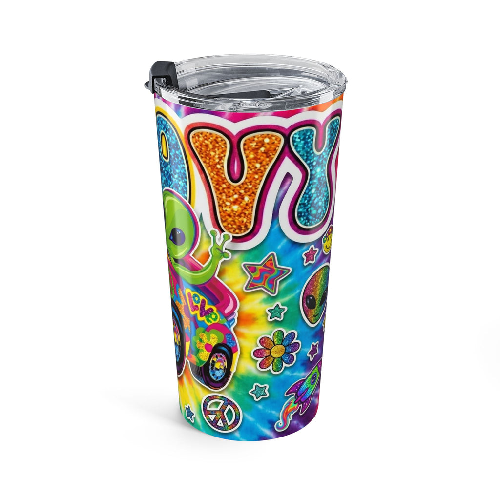 20oz Alien Tie-Dye Tumbler — Retro Hippie Peace Van Design